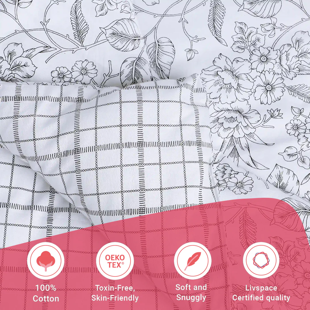 Mishella | Mix & Match Printed 120GSM Reversible Comforter - Charcoal Bloom - Image 12
