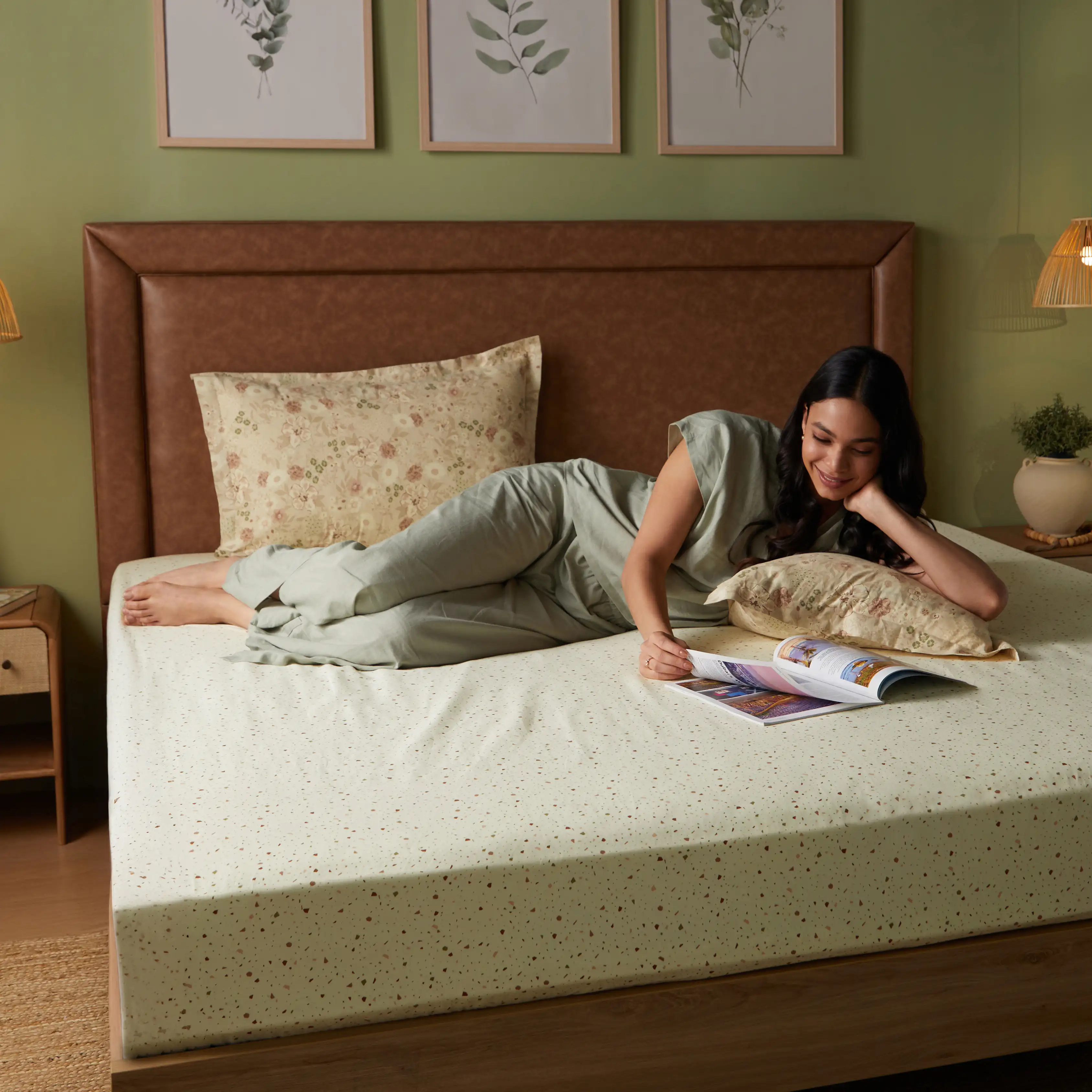 Mishella | Mix & Match Printed Cotton Bedsheet Set - Cream - Image 13
