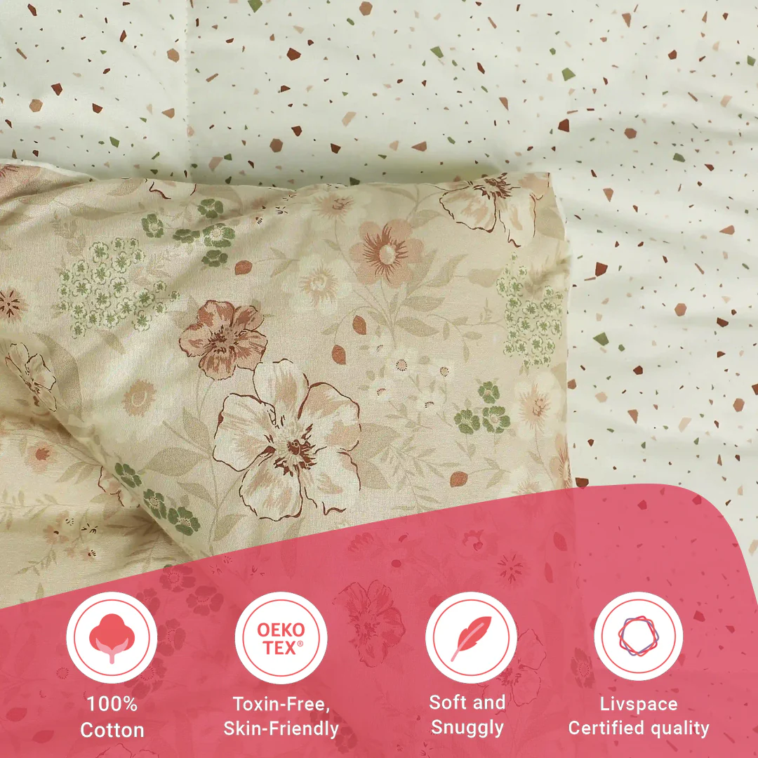 Mishella | Mix & Match Printed 240GSM Reversible Comforter for Extra Warmth - Cream - Image 7
