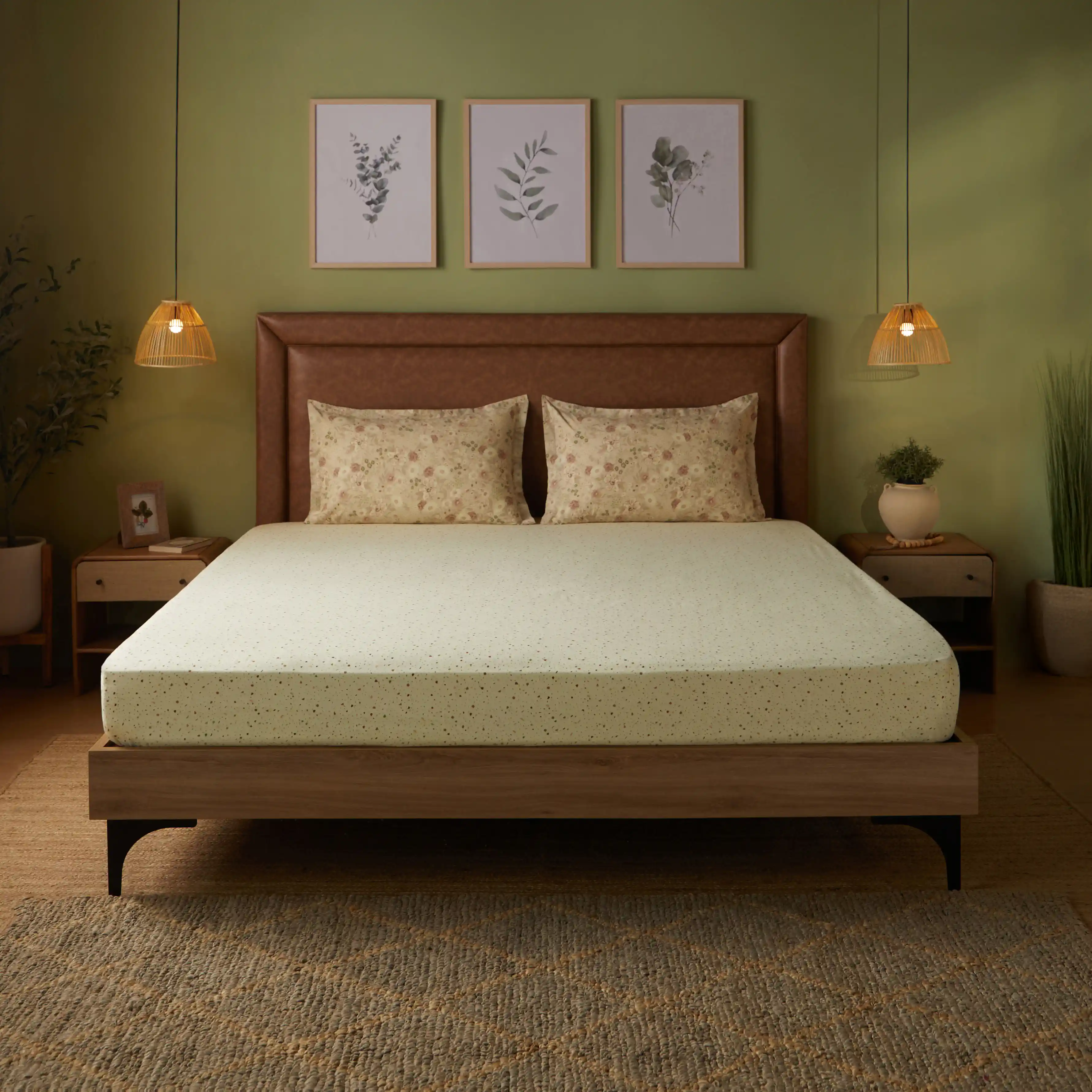 Mishella | Mix & Match Printed Cotton Fitted Sheet Set - Cream - Image 9