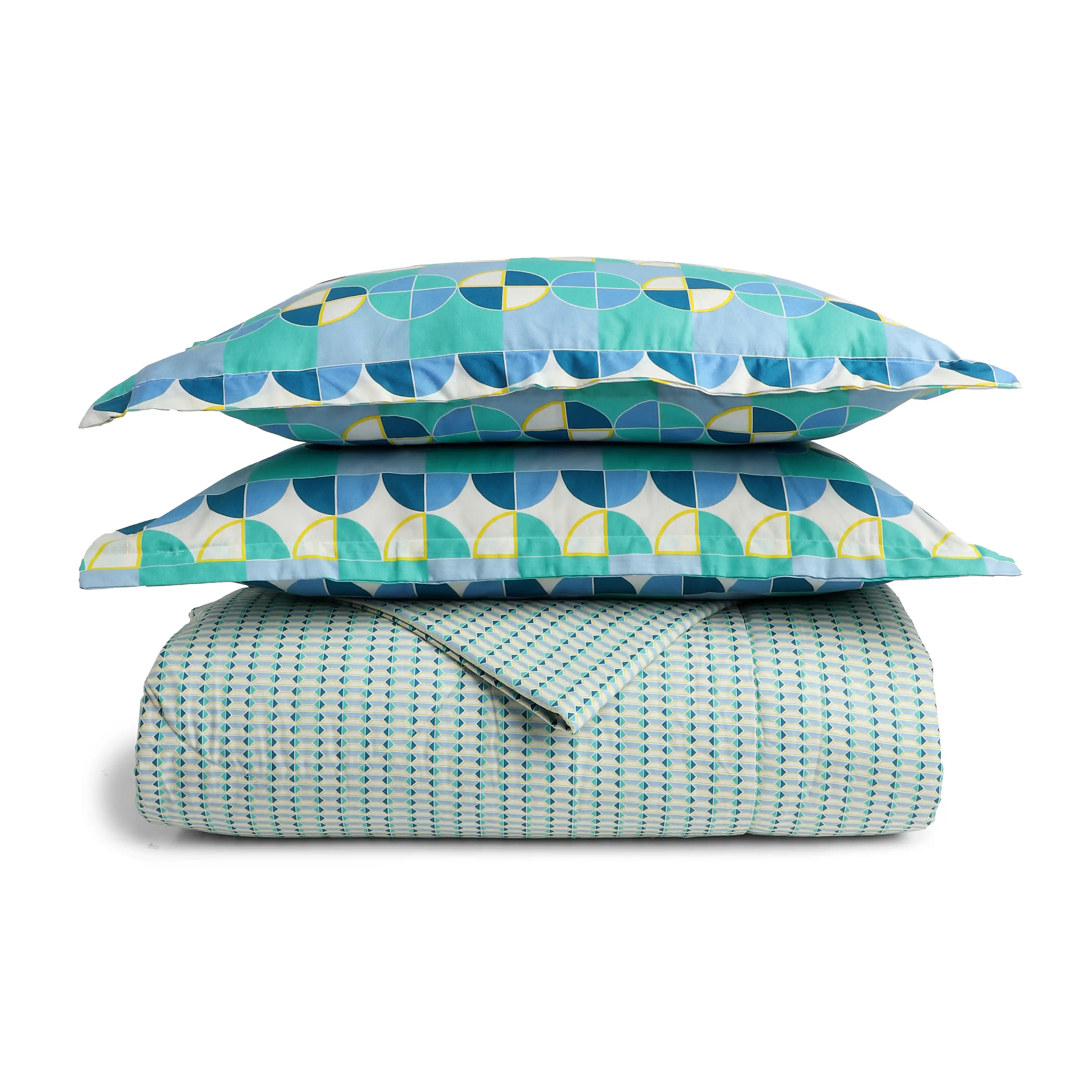 Mishella | Mix & Match Printed Coordinated Bedding Set | Set of Bedsheet & Comforter - Kaleido Teal - Image 4