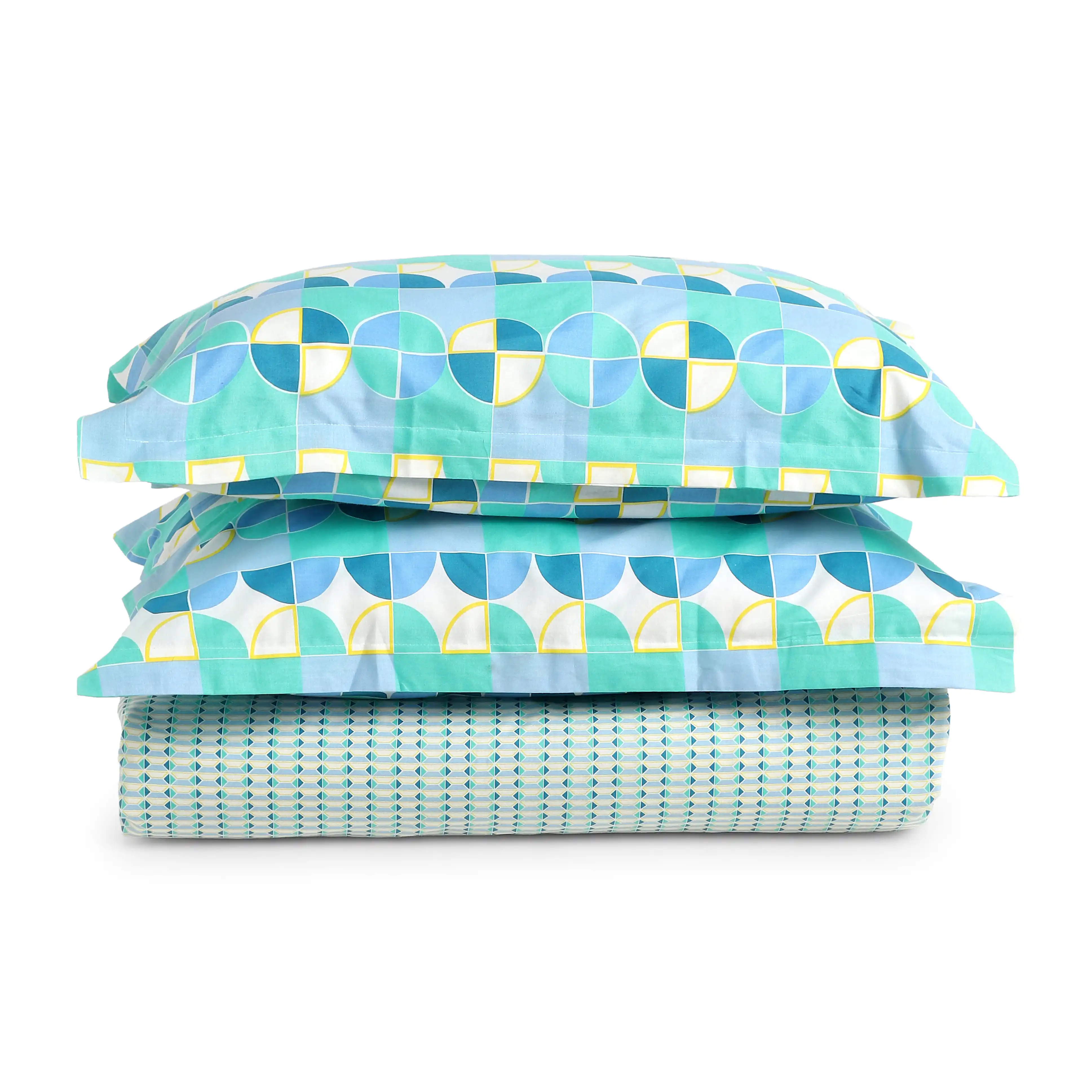 Mishella | Mix & Match Printed Cotton Bedsheet Set - Kaleido Teal - Image 14