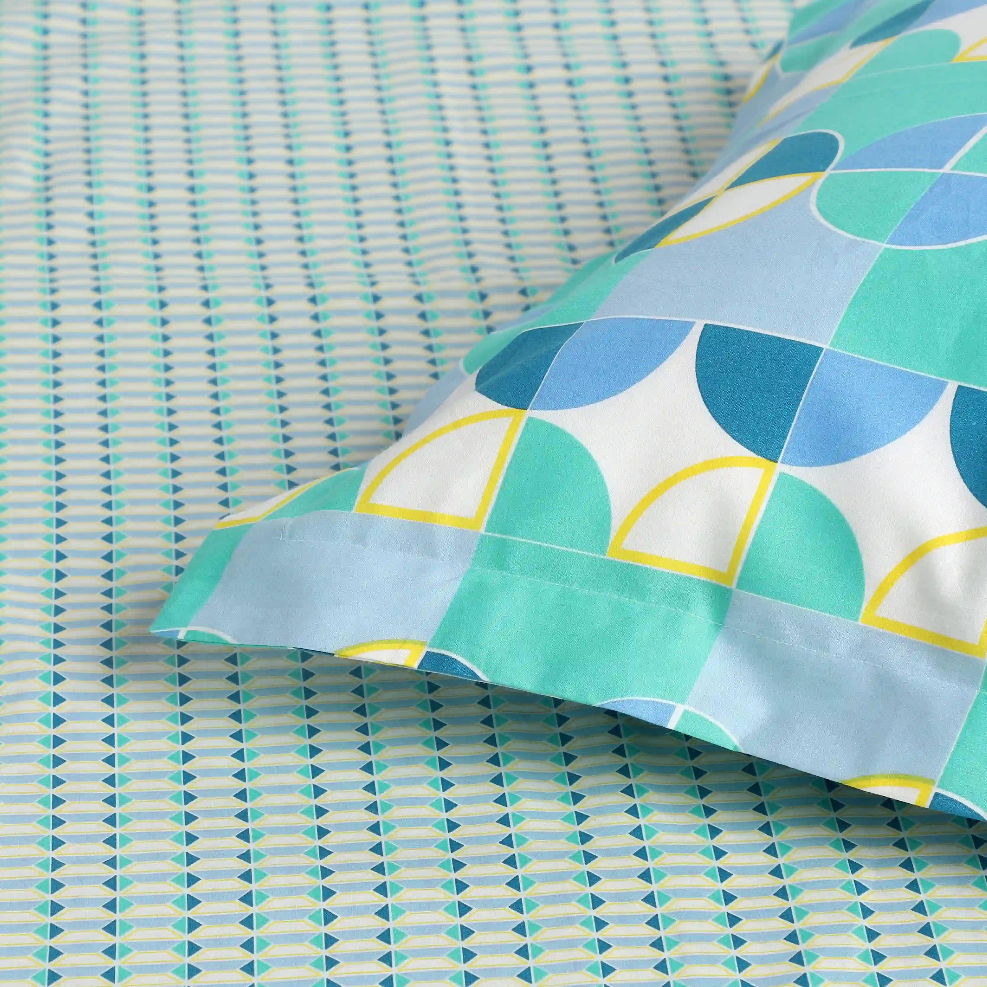 Mishella | Mix & Match Printed Cotton Bedsheet Set - Kaleido Teal - Image 15