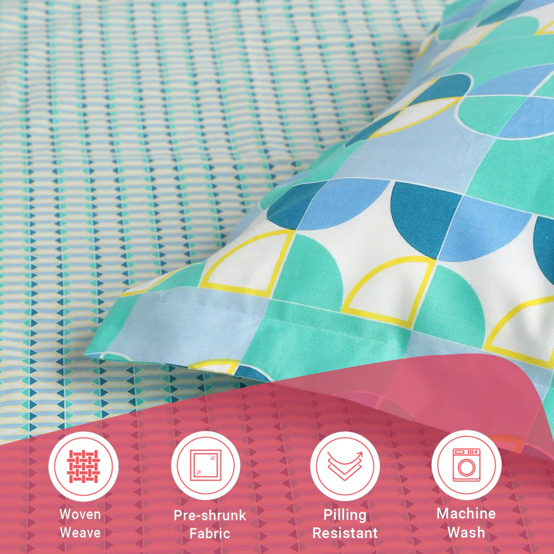 Mishella | Mix & Match Printed Cotton Bedsheet Set - Kaleido Teal - Image 17