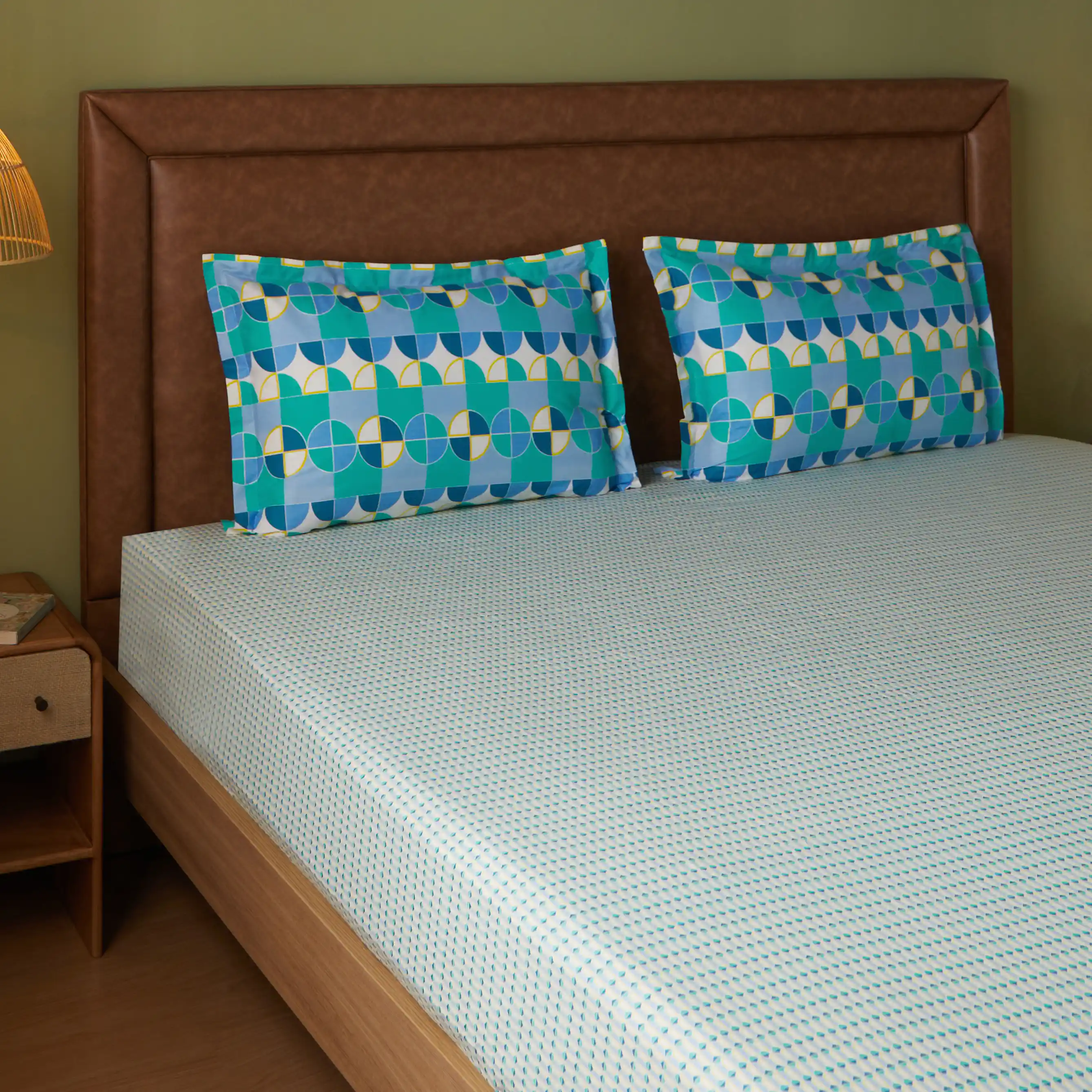 Mishella | Mix & Match Printed Cotton Bedsheet Set - Kaleido Teal - Image 6