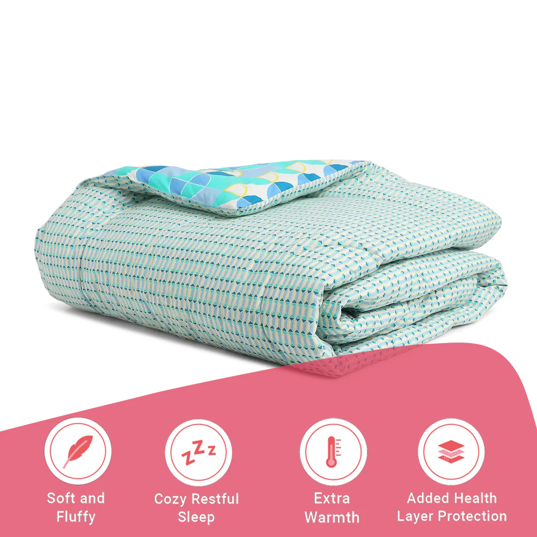 Mishella | Mix & Match Printed 120GSM Reversible Comforter - Kaleido Teal - Image 11