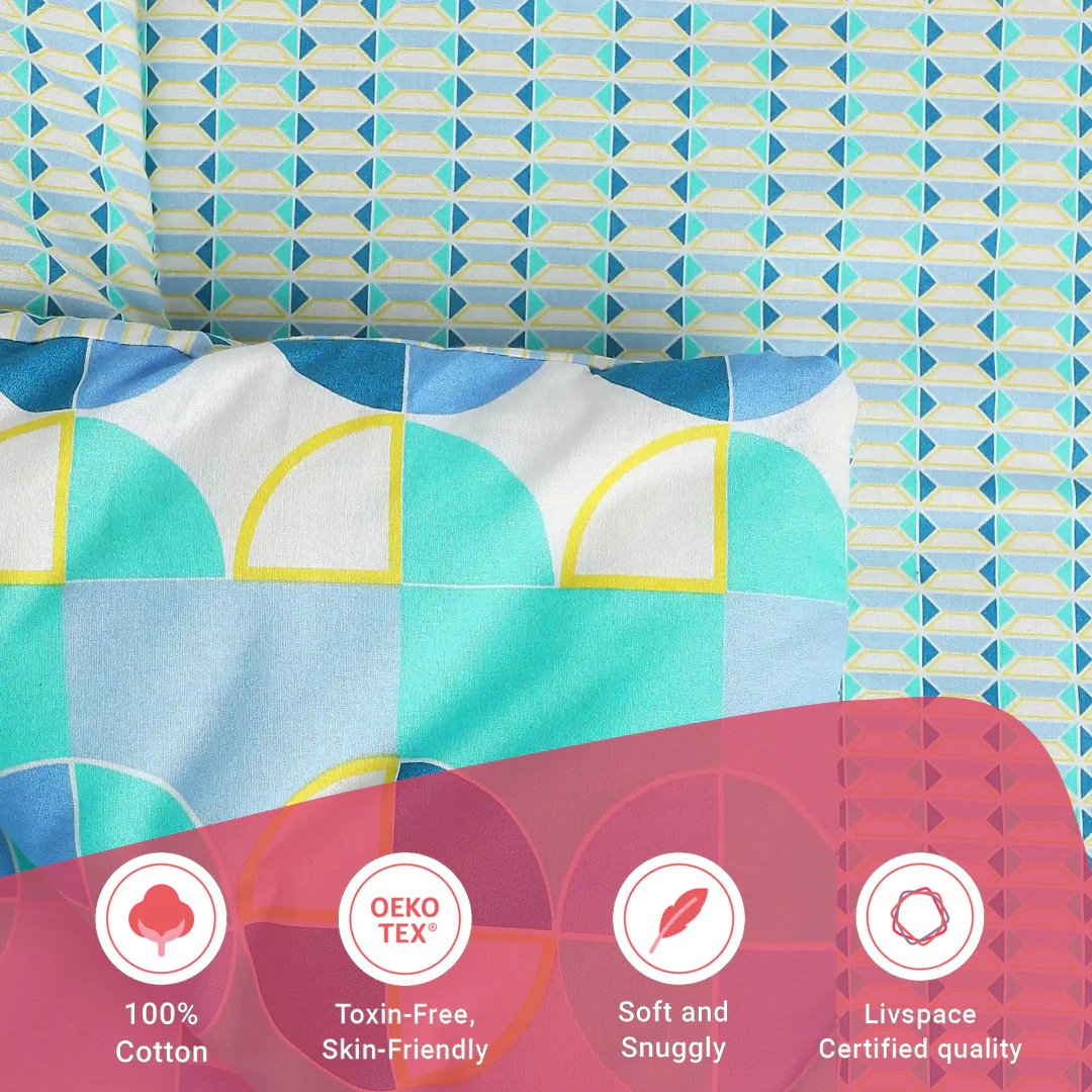 Mishella | Mix & Match Printed 120GSM Reversible Comforter - Kaleido Teal - Image 12