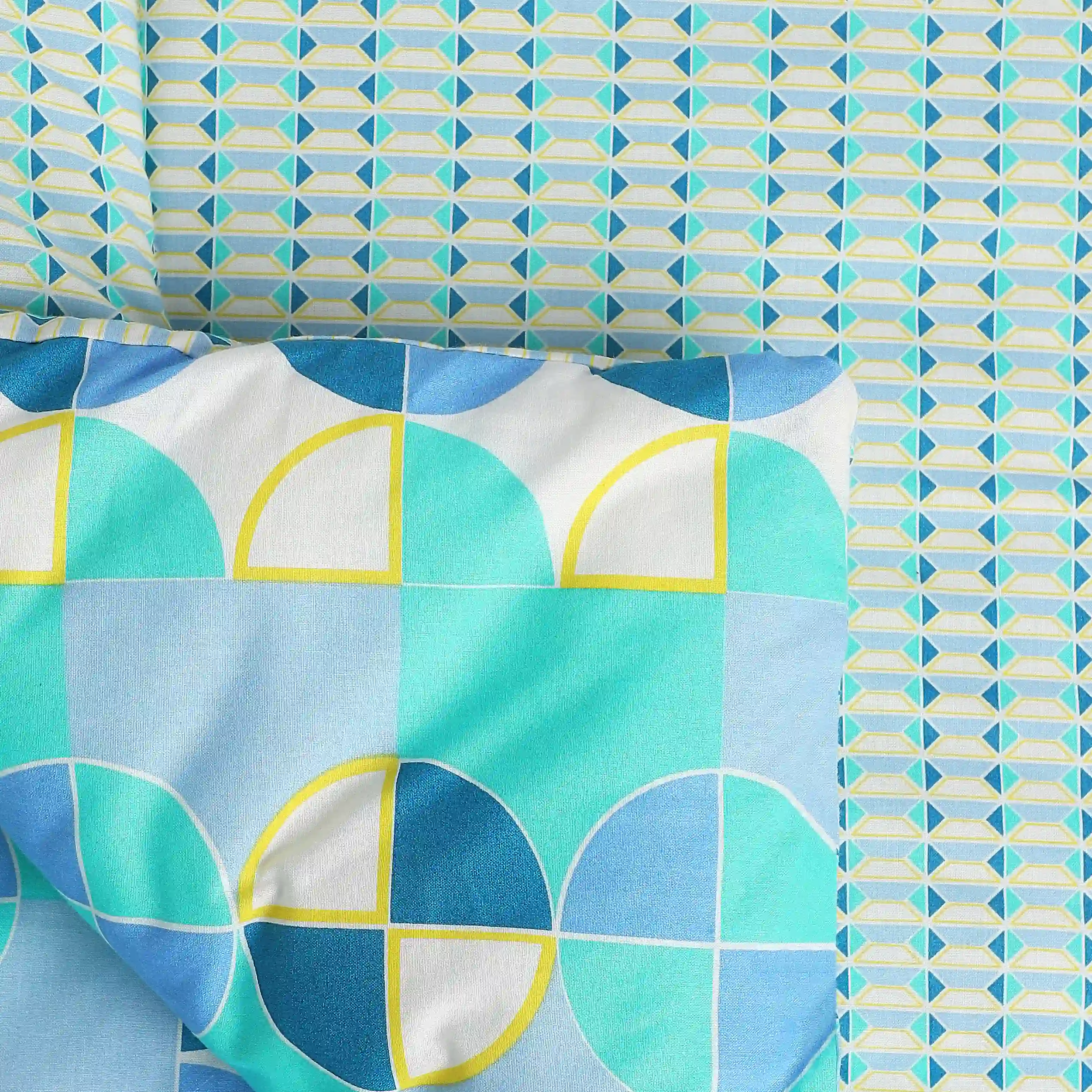 Mishella | Mix & Match Printed 120GSM Reversible Comforter - Kaleido Teal - Image 5