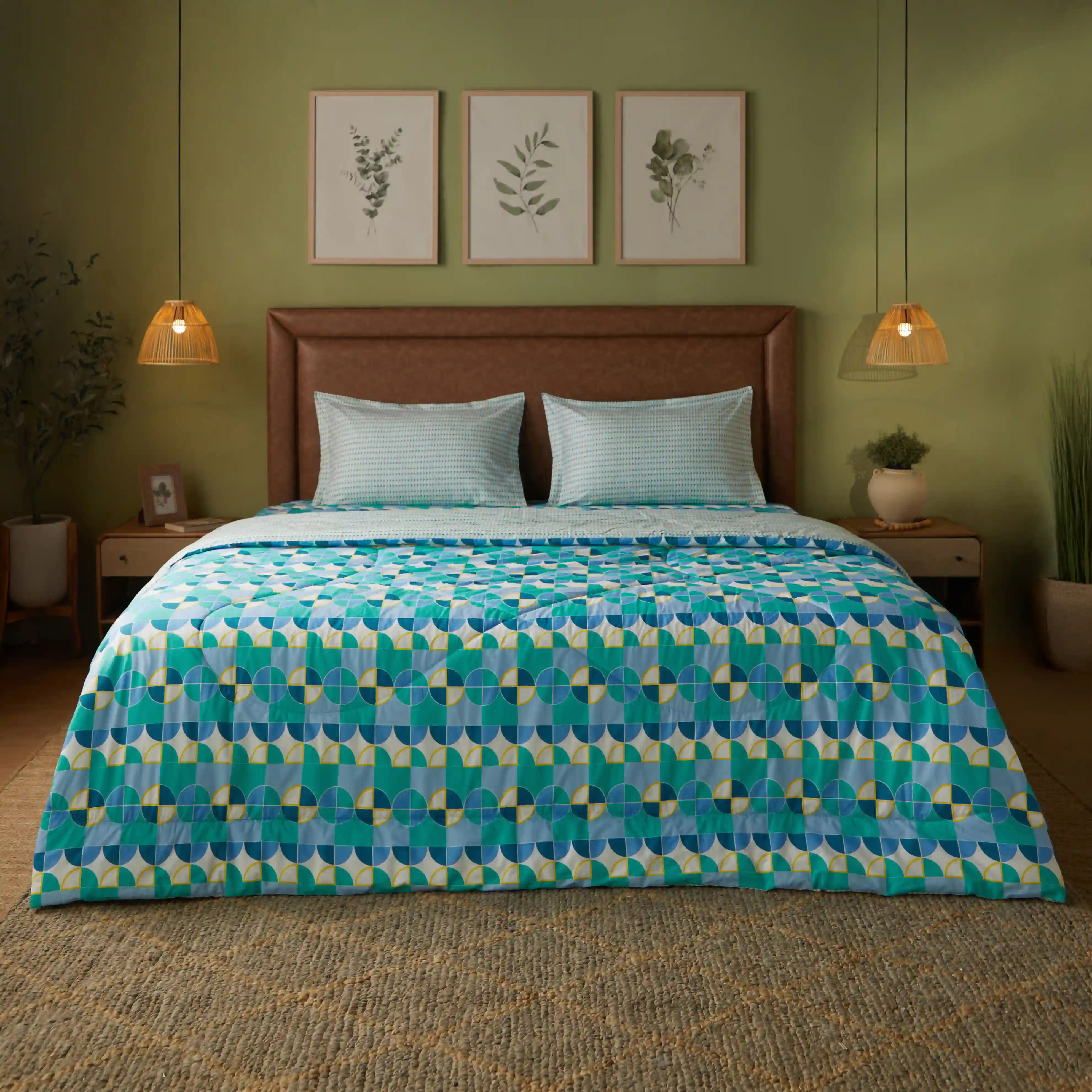 Mishella | Mix & Match Printed 120GSM Reversible Comforter - Orbit Teal - Image 6