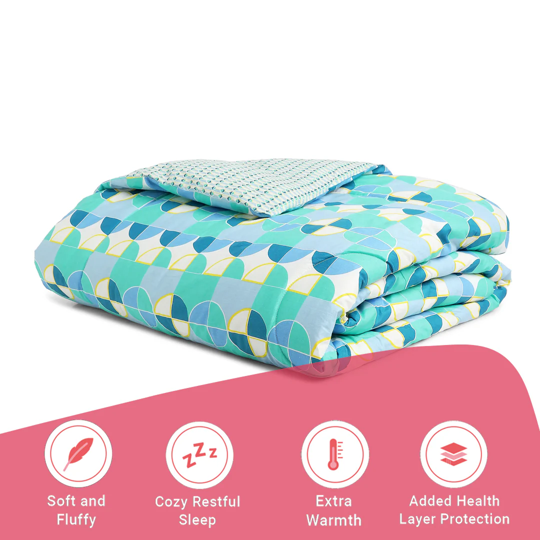 Mishella | Mix & Match Printed 240GSM Reversible Comforter for Extra Warmth - Orbit Teal - Image 6