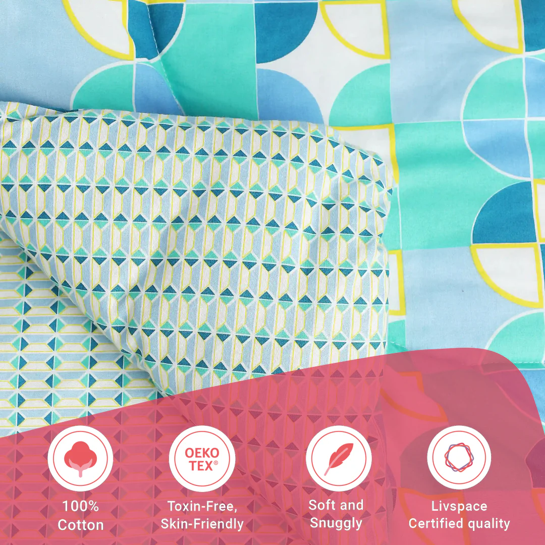Mishella | Mix & Match Printed 240GSM Reversible Comforter for Extra Warmth - Orbit Teal - Image 7