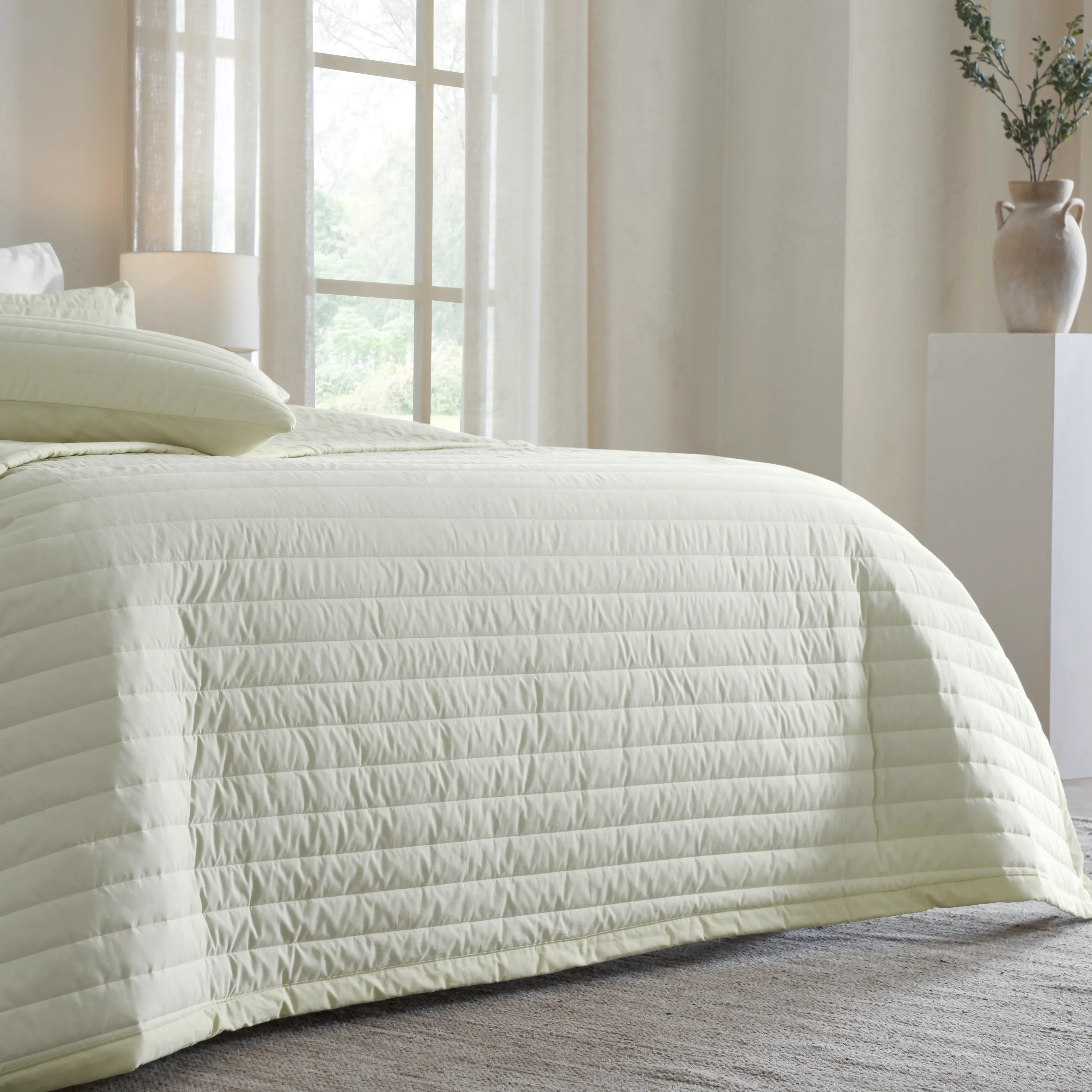 Nuvola | Luxurious Solid Dyed Straight Quilted Cotton Bedcover Set - Image 9