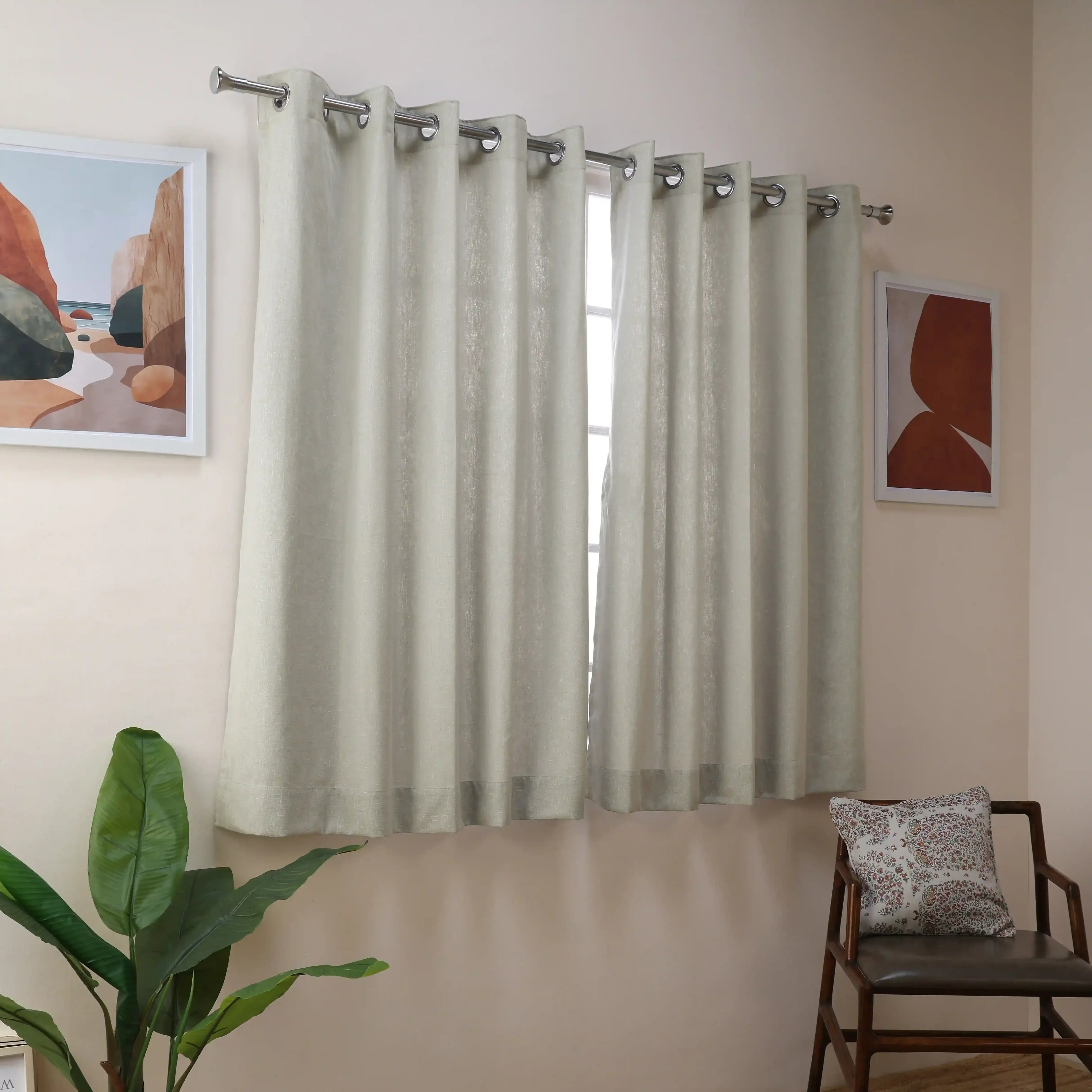 Paleto Set Of 2 Solid Readymade Curtains | Desert Tones - Image 13