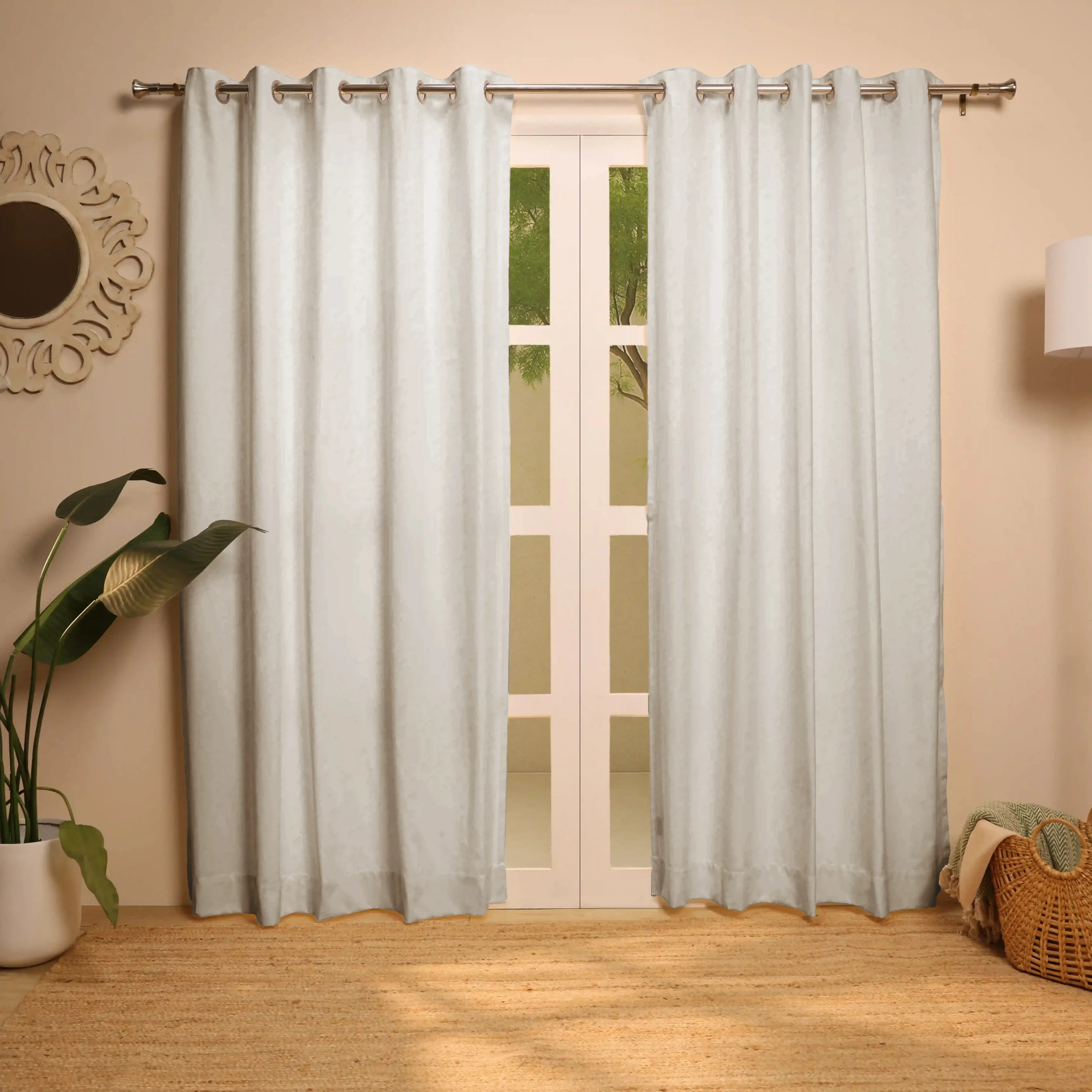 Paleto Set Of 2 Solid Readymade Curtains | Desert Tones - Image 2