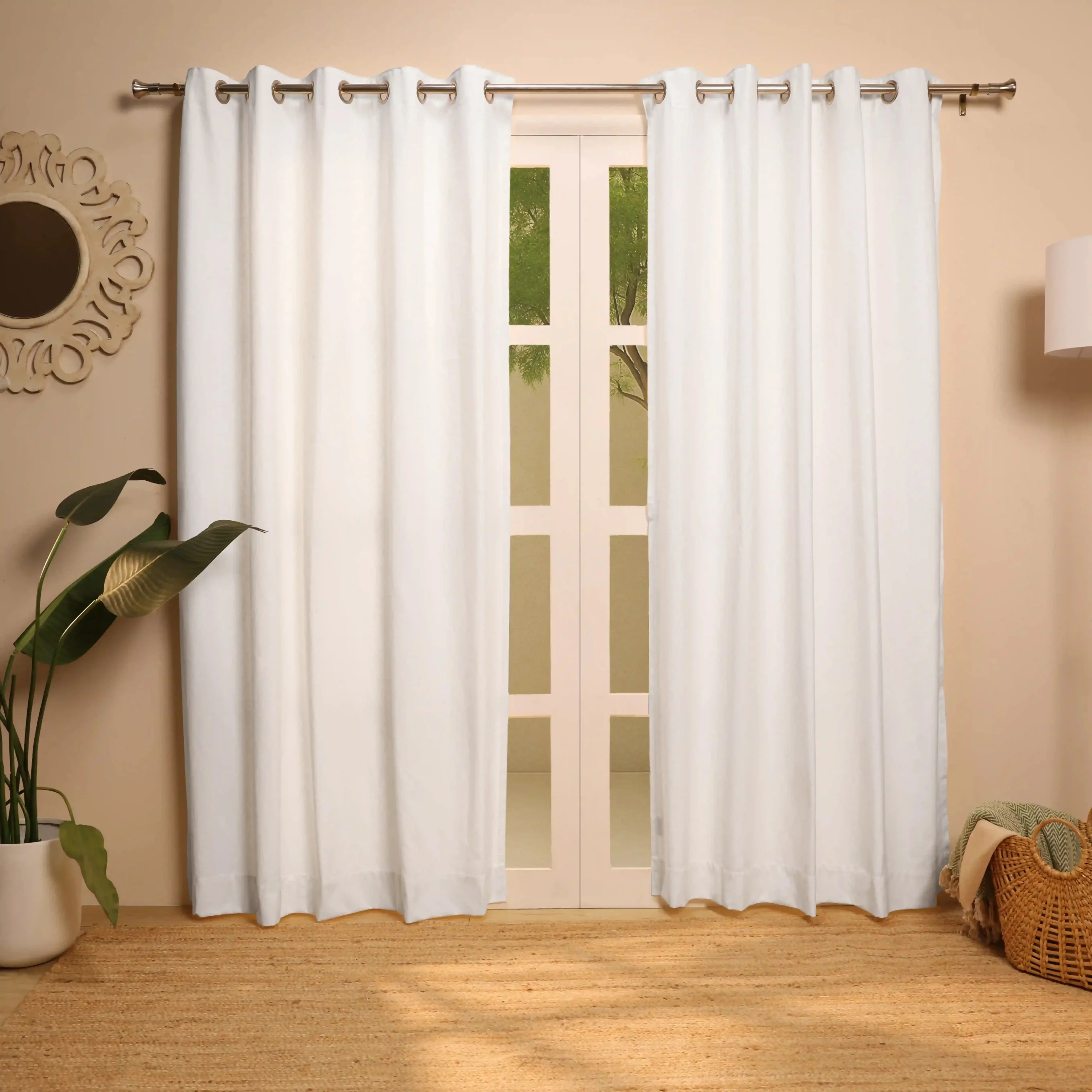 Paleto Set Of 2 Solid Readymade Curtains | Earthen Hues - Image 21