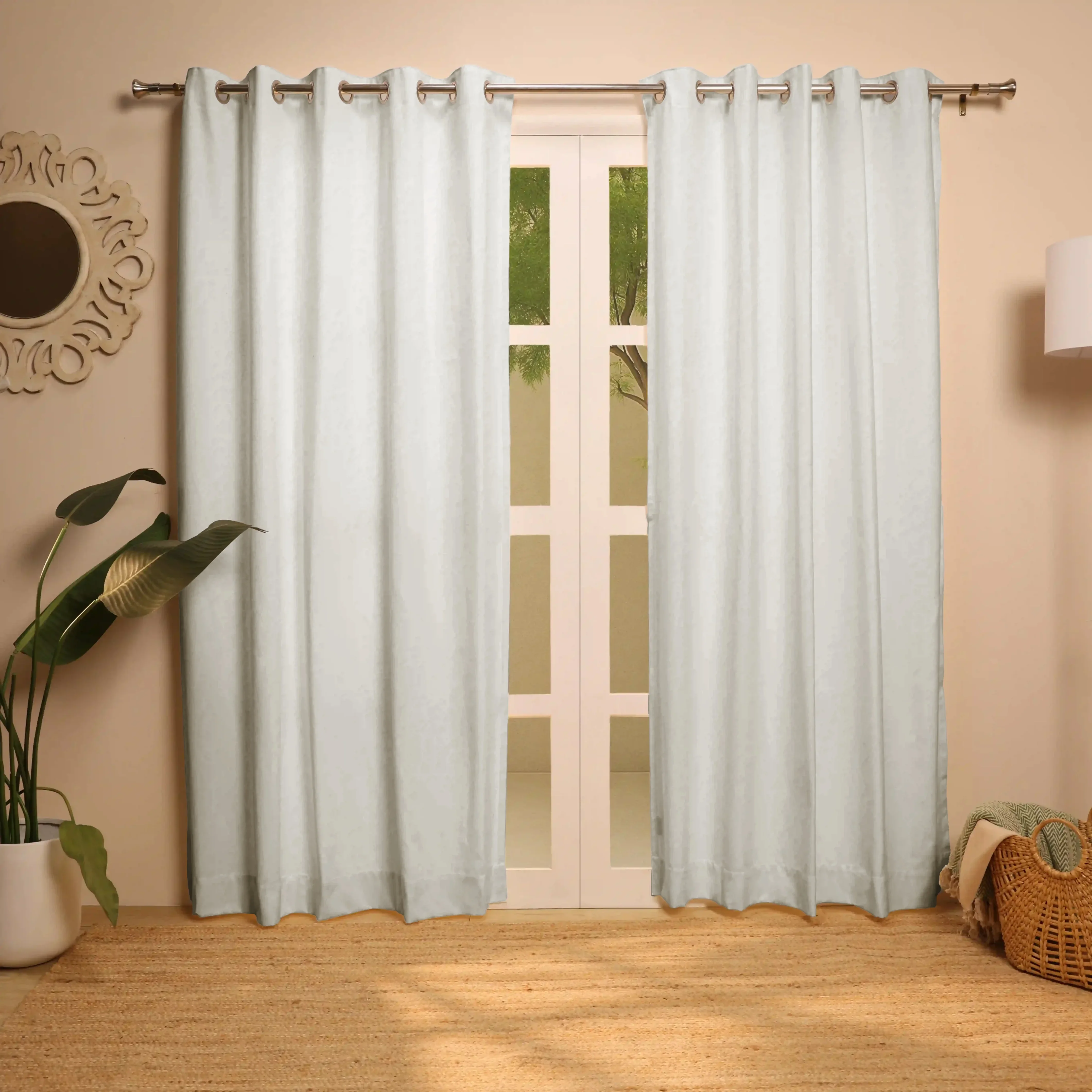 Paleto Set Of 2 Solid Readymade Curtains | Earthen Hues - Image 22