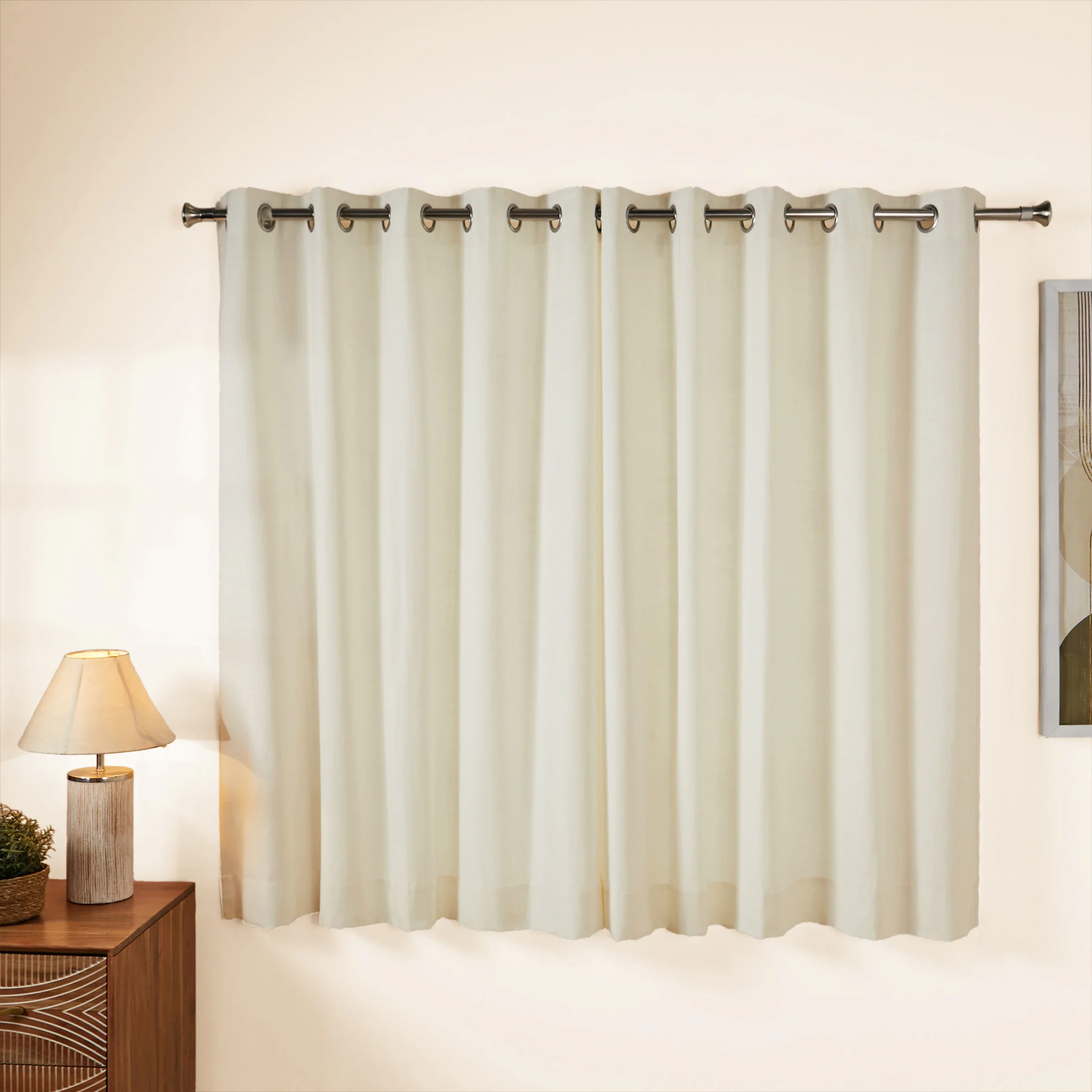 Paleto Set Of 2 Solid Readymade Curtains | Earthen Textures
