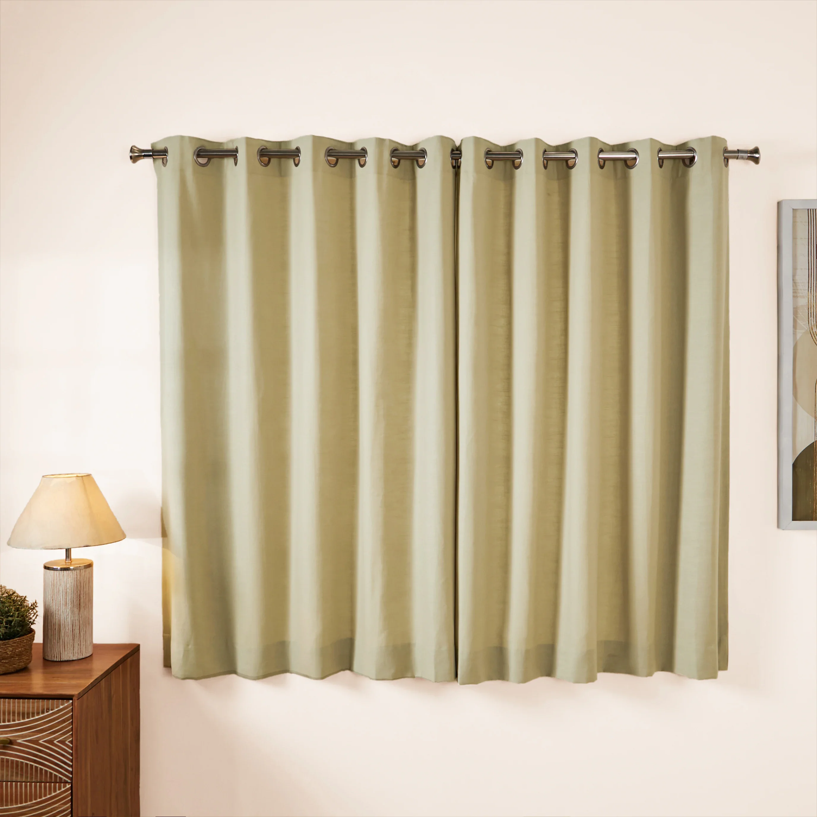 Paleto Set Of 2 Solid Readymade Curtains | Earthen Textures - Image 33