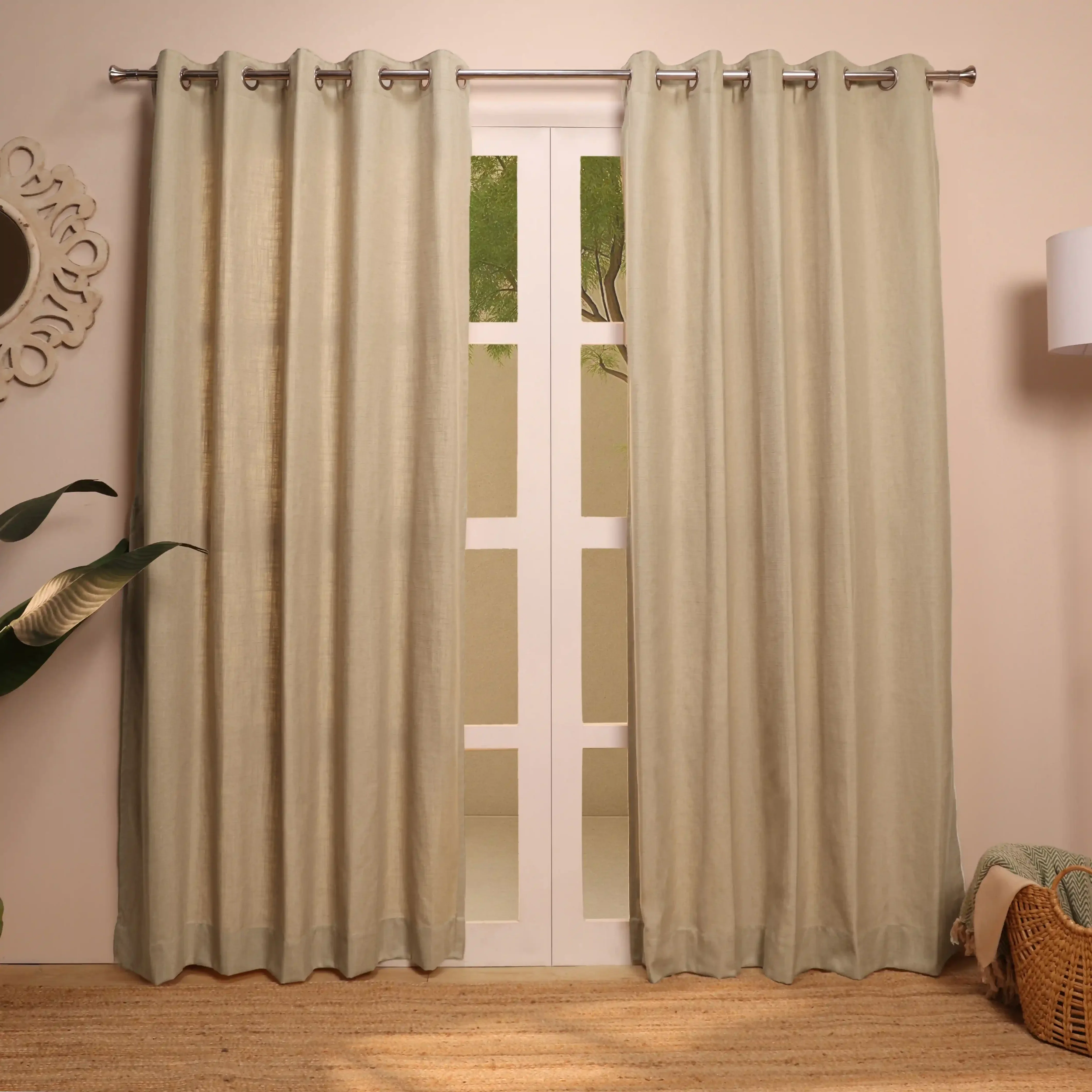 Paleto Set Of 2 Solid Readymade Curtains | Forest Days