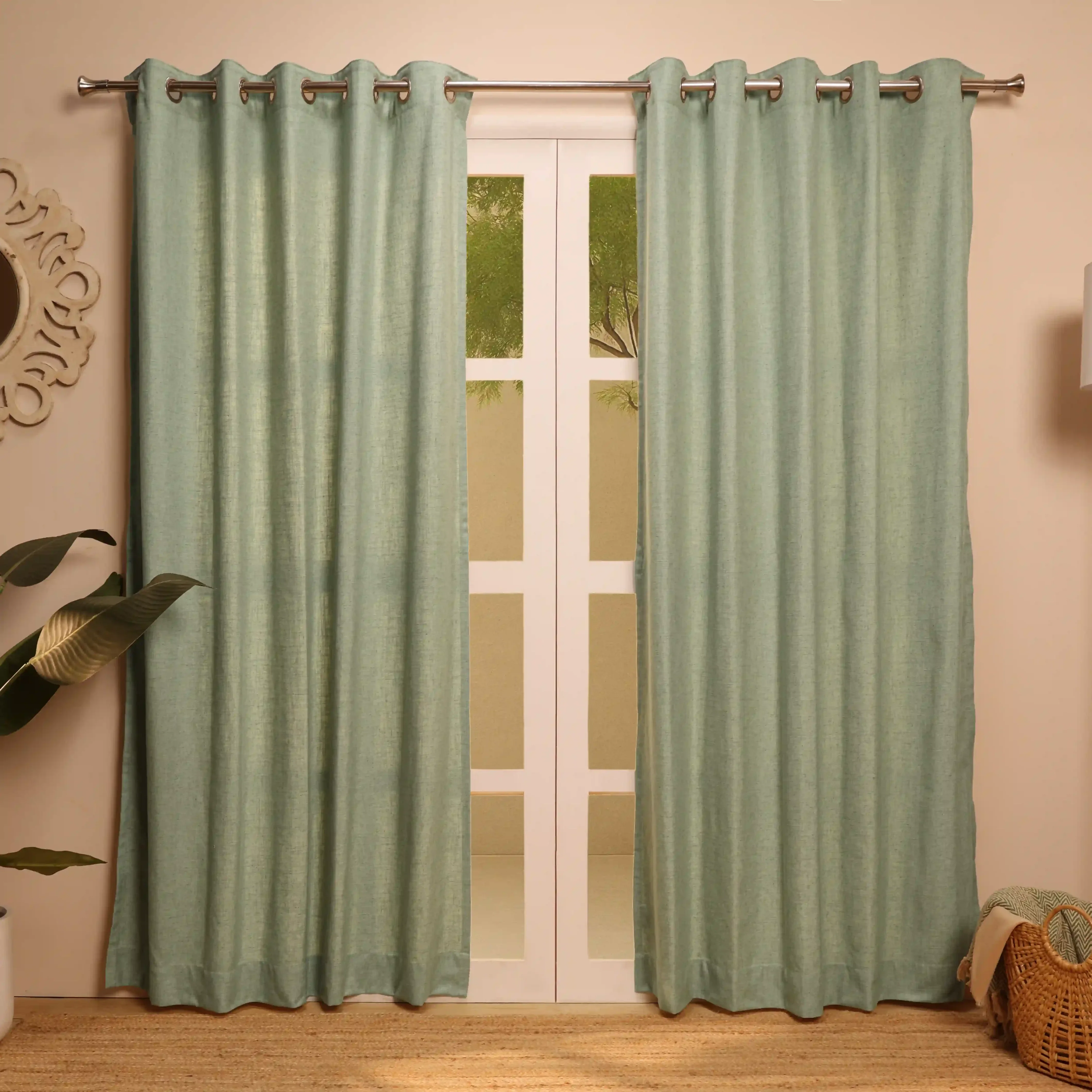 Paleto Set Of 2 Solid Readymade Curtains | Forest Days - Image 21