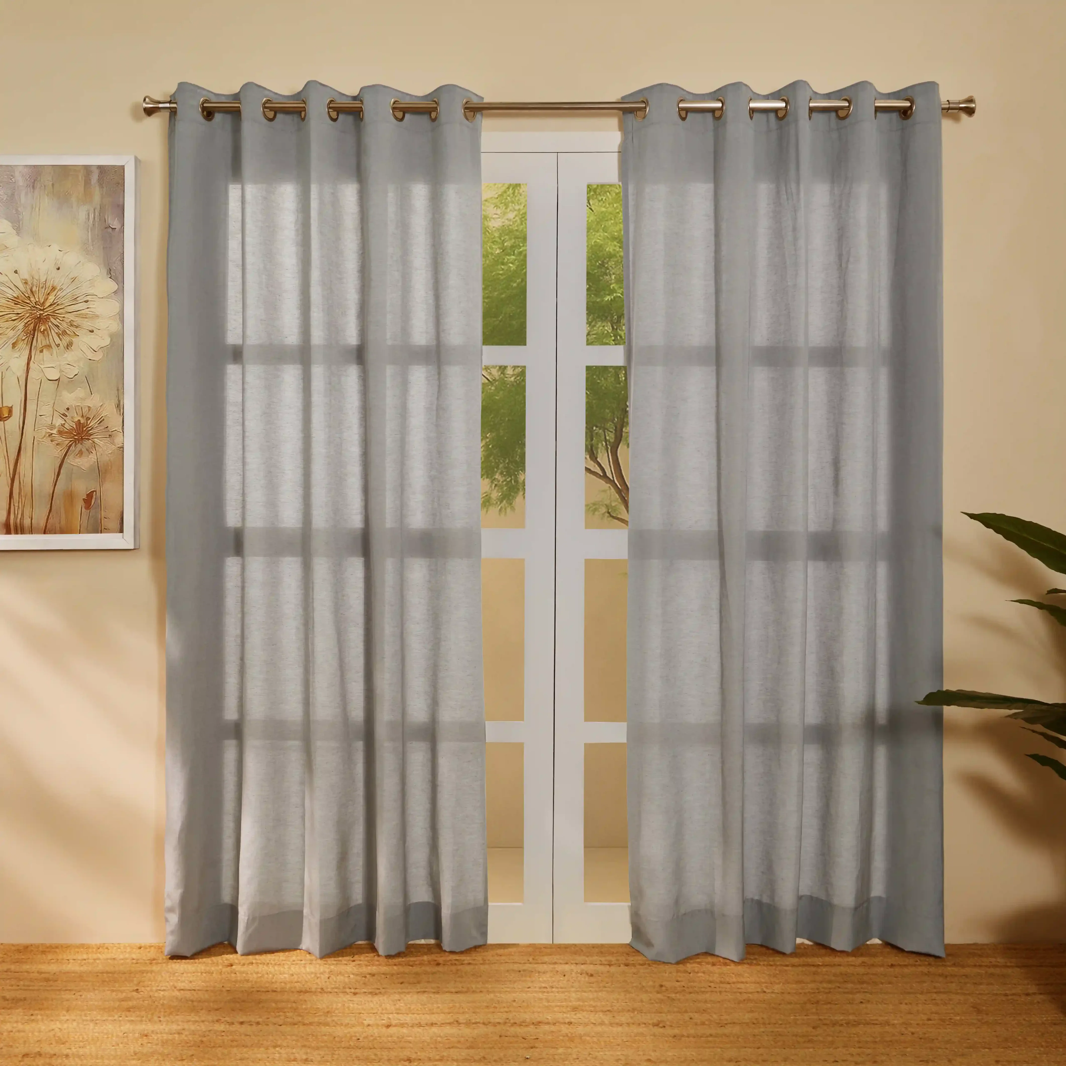 Paleto Set Of 2 Solid Readymade Curtains | Hue Harmony - Image 49