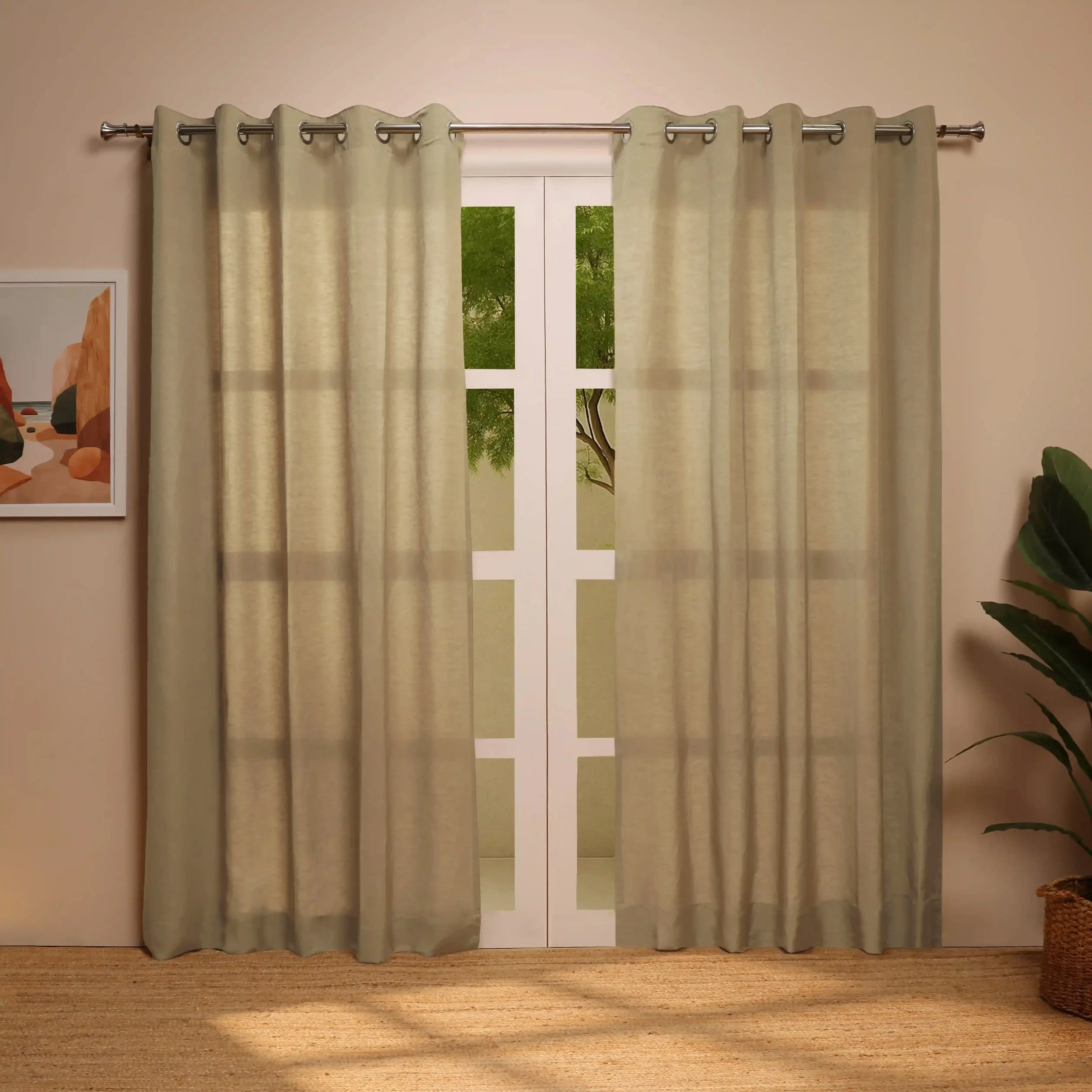 Paleto Set Of 2 Solid Readymade Curtains | Hue Harmony - Image 9