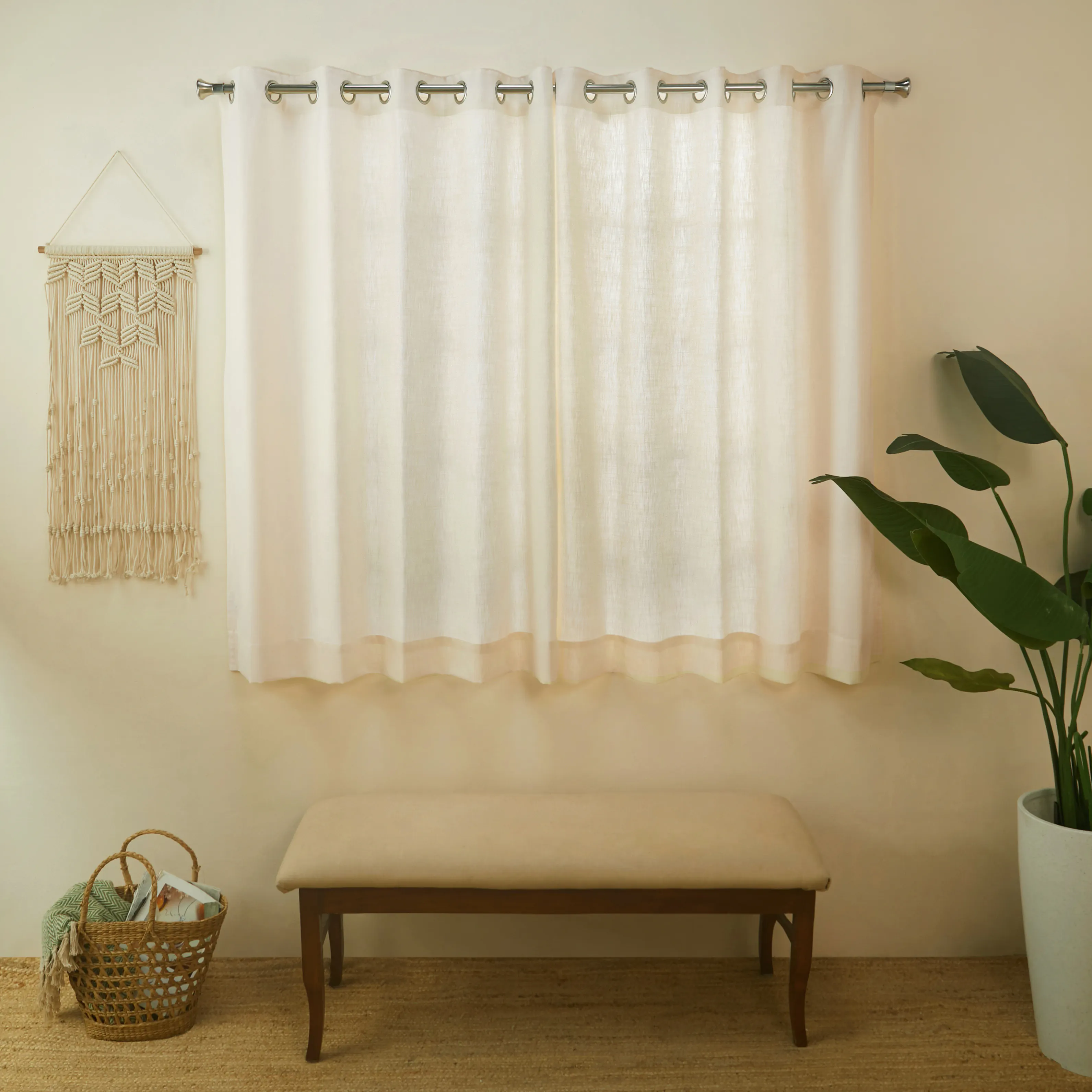 Paleto Set Of 2 Solid Readymade Curtains | Monsoon Hues