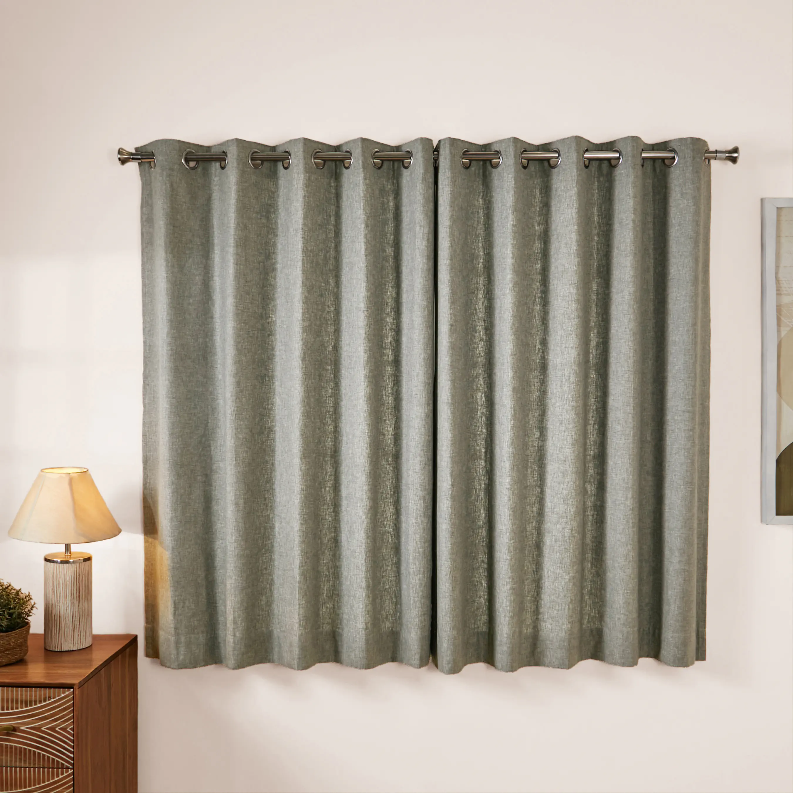 Paleto Set Of 2 Solid Readymade Curtains | Monsoon Hues - Image 13
