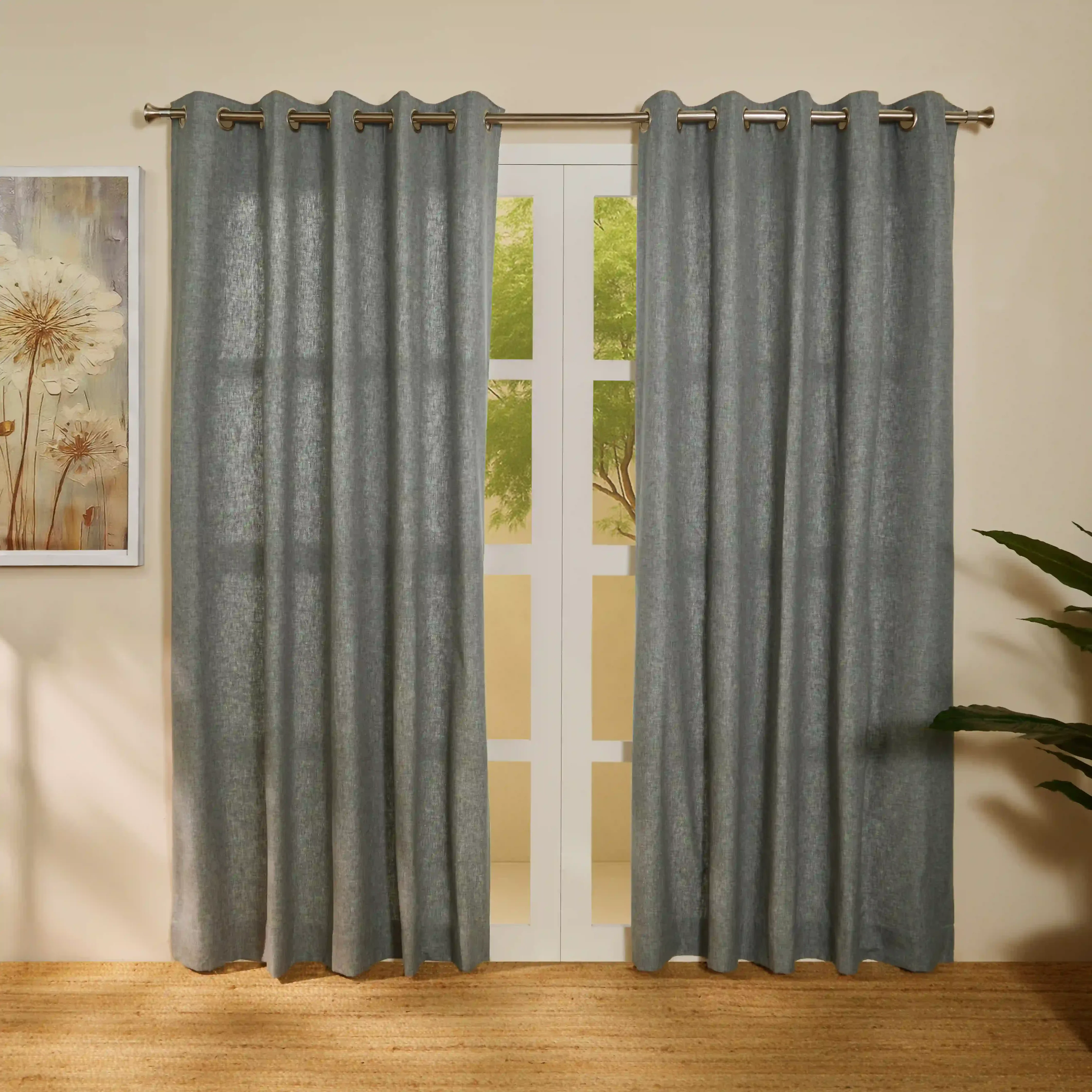 Paleto Set Of 2 Solid Readymade Curtains | Monsoon Hues - Image 21