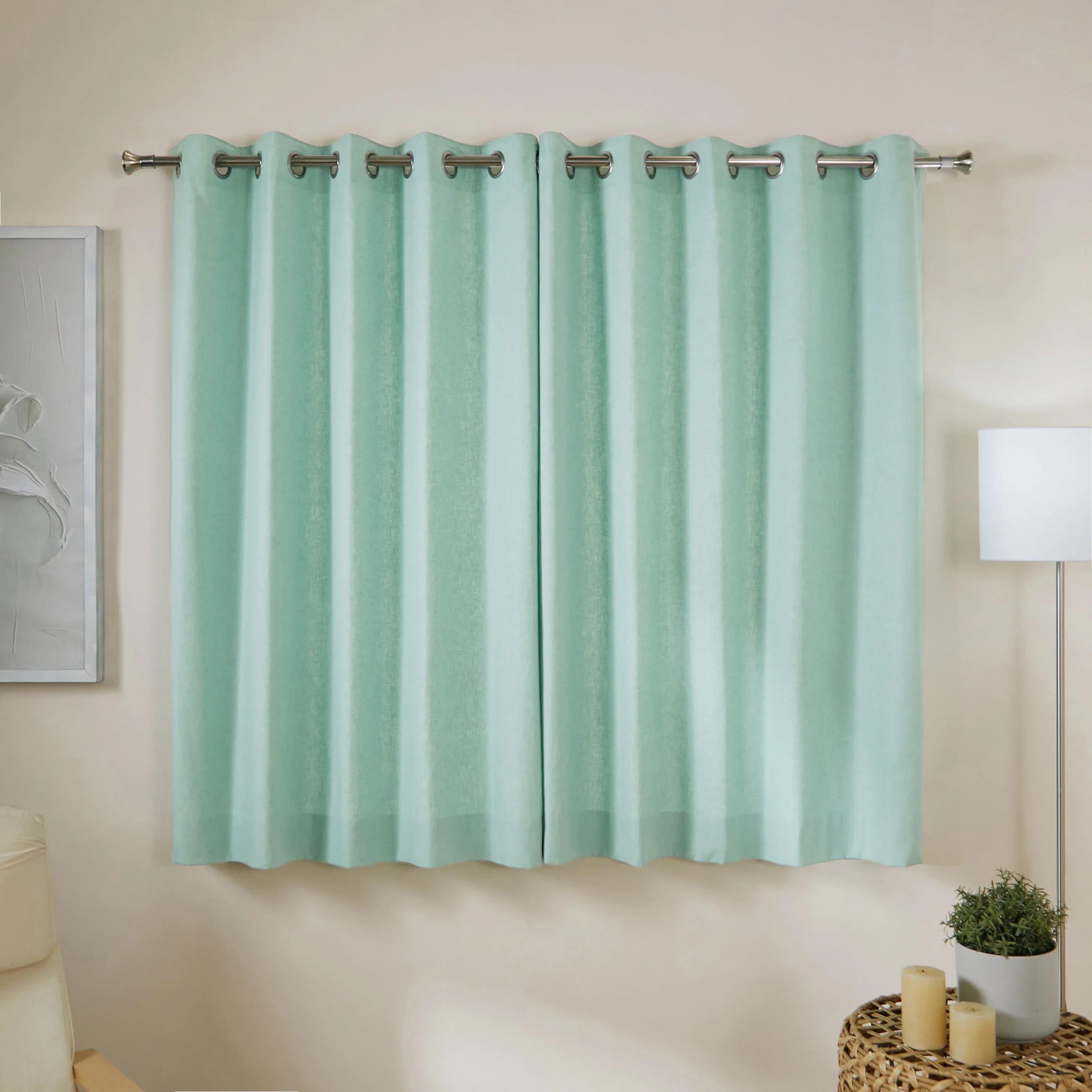 Paleto Set Of 2 Solid Readymade Curtains | Monsoon Hues - Image 25