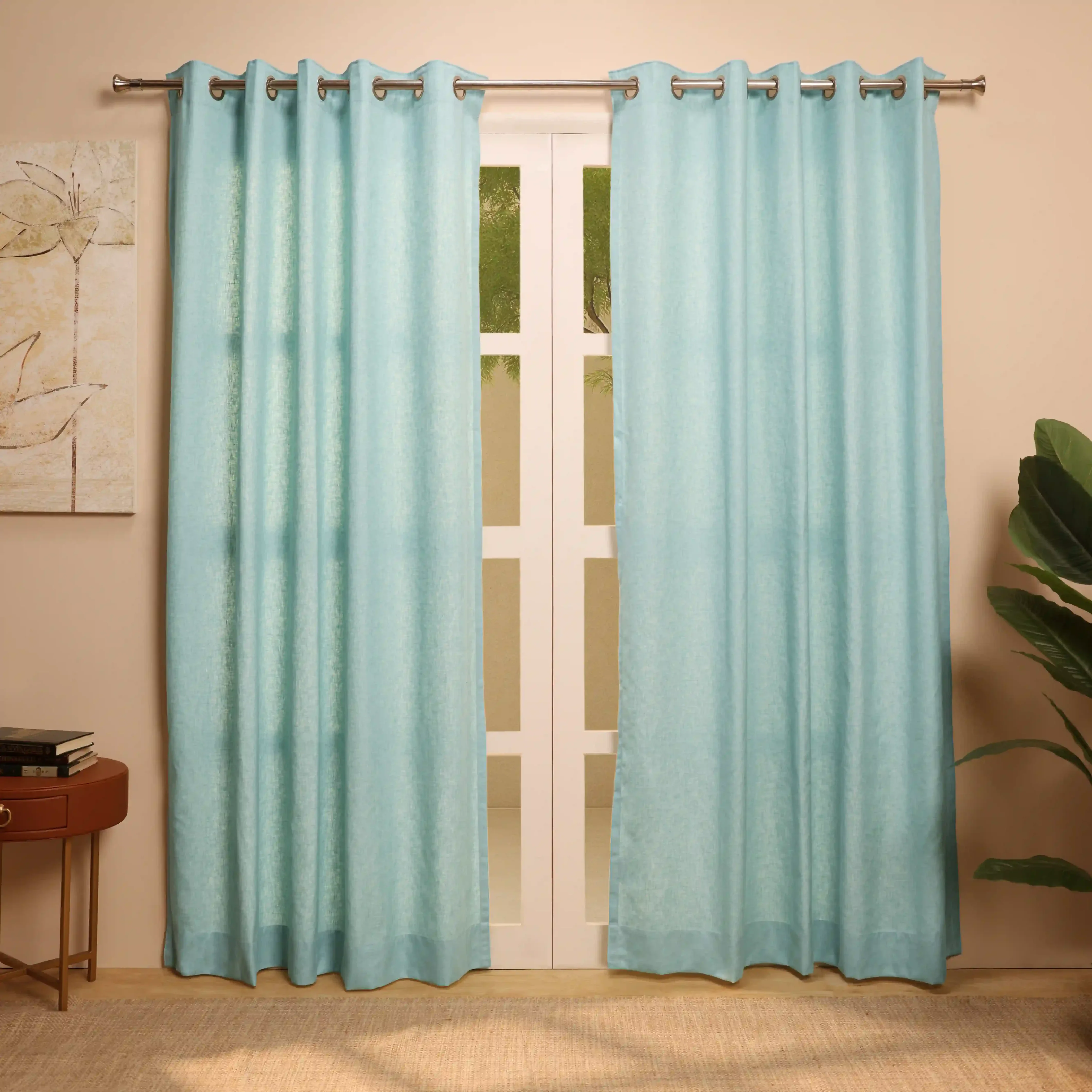 Paleto Set Of 2 Solid Readymade Curtains | Monsoon Hues - Image 33