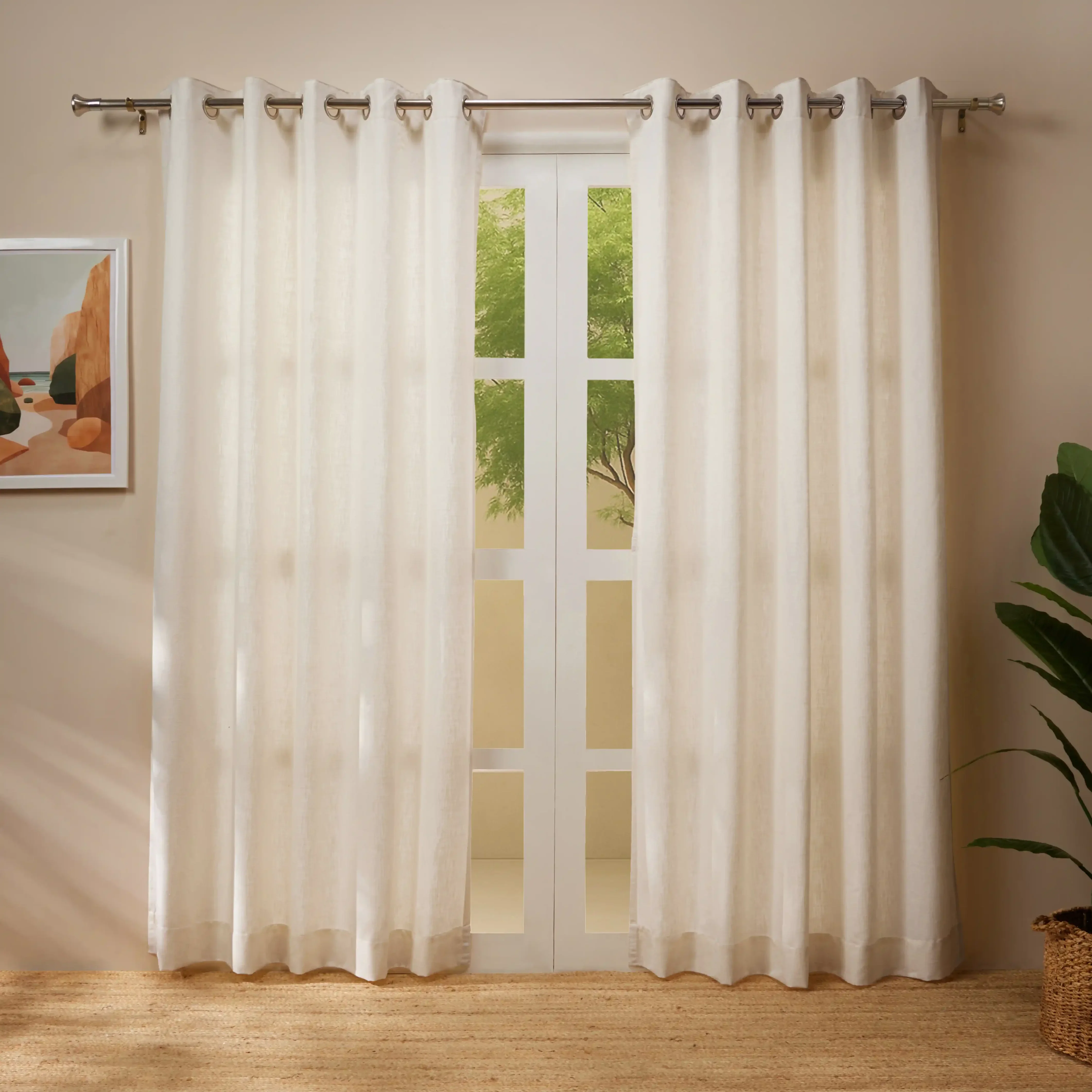 Paleto Set Of 2 Solid Readymade Curtains | Monsoon Hues - Image 5