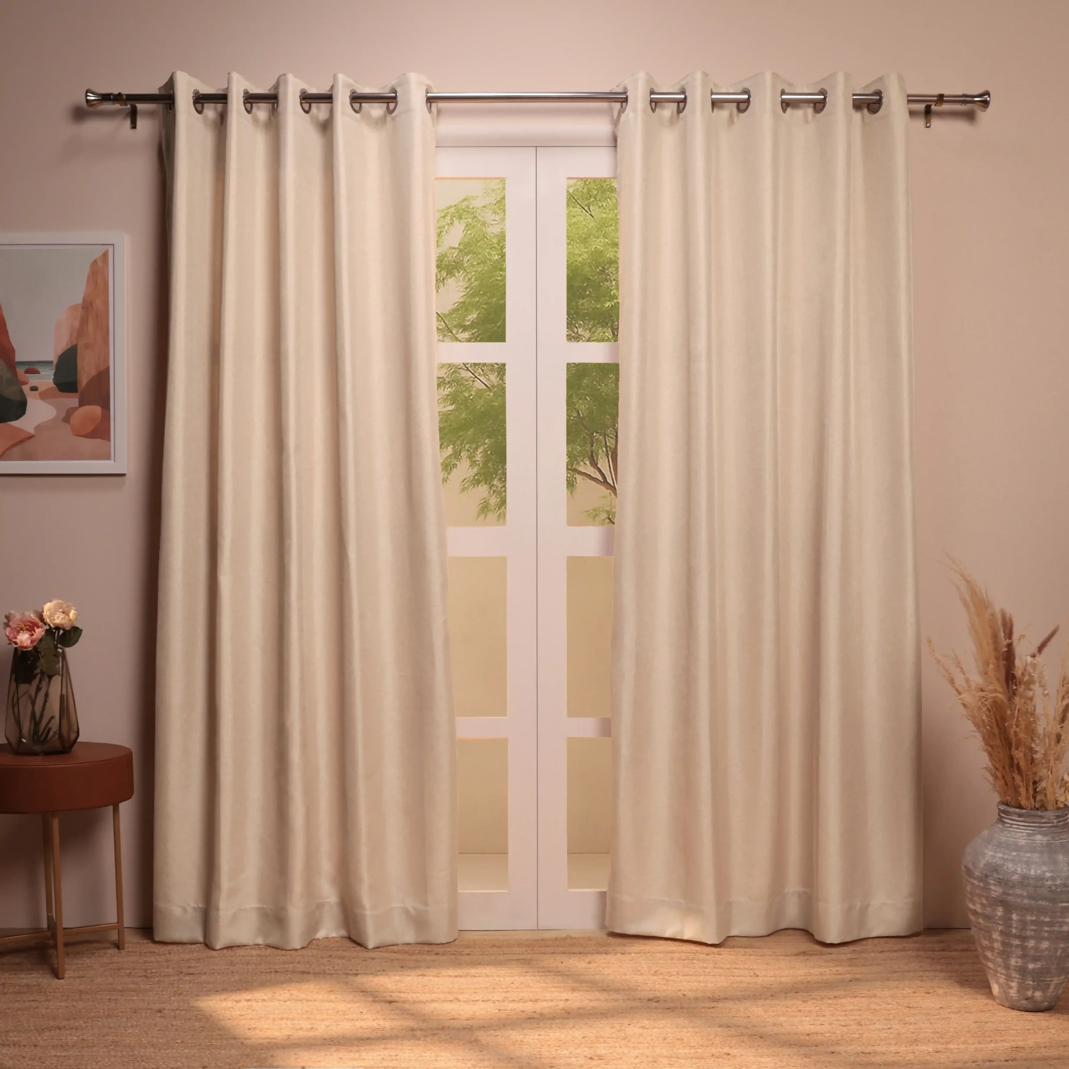 Paleto Set Of 2 Solid Readymade Curtains | Muted Moments - Image 13