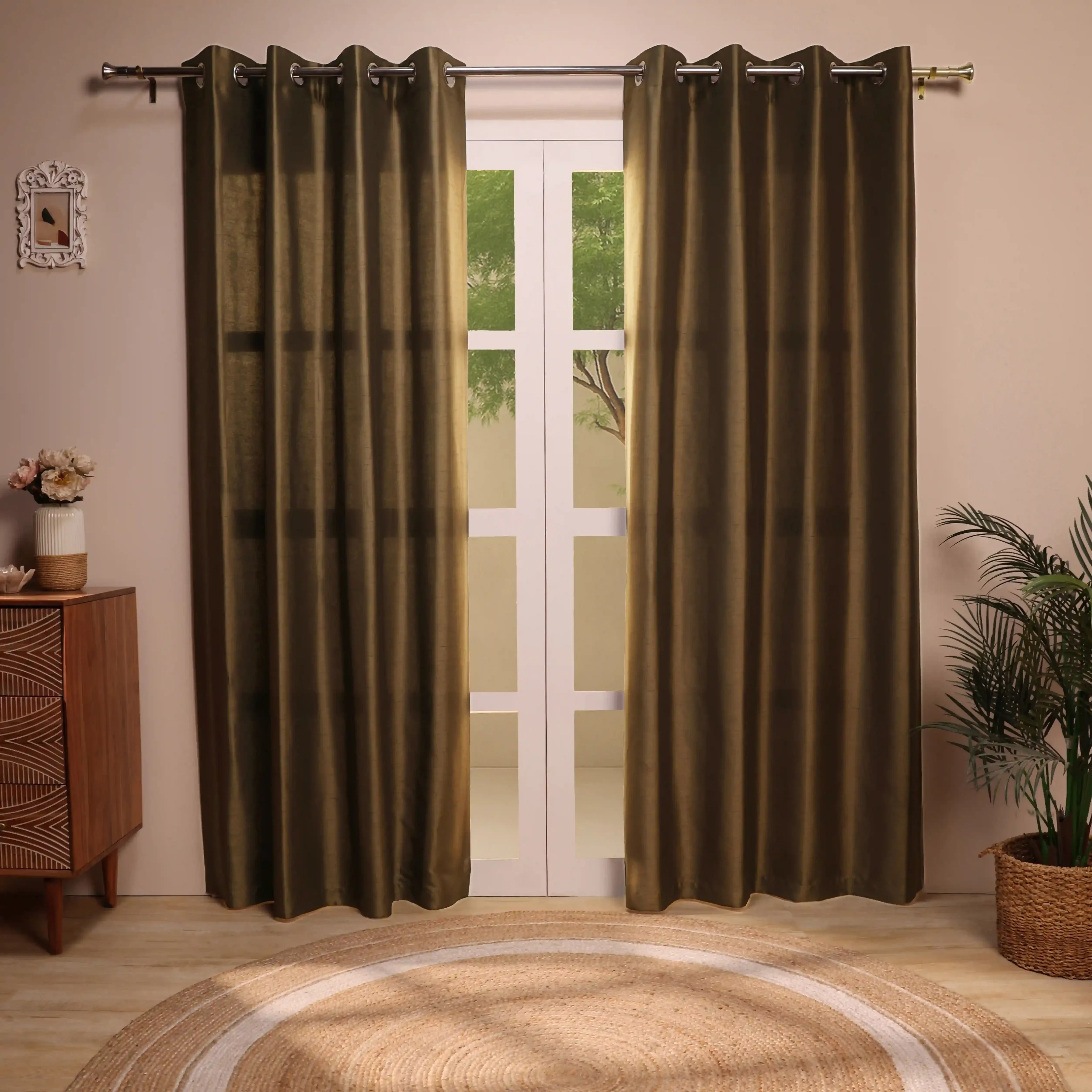 Paleto Set Of 2 Solid Readymade Curtains | Pure Hues - Image 113