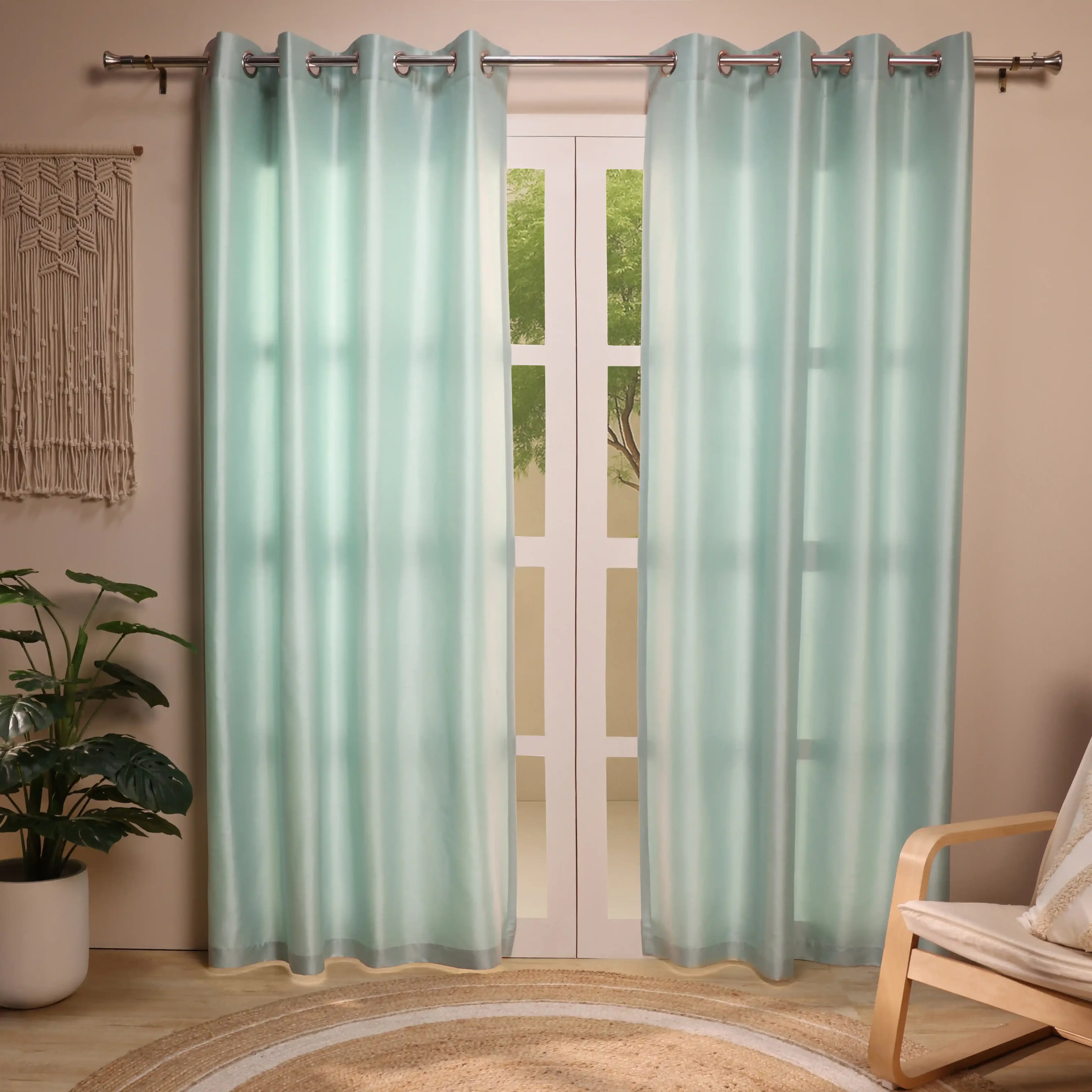 Paleto Set Of 2 Solid Readymade Curtains | Pure Hues - Image 81