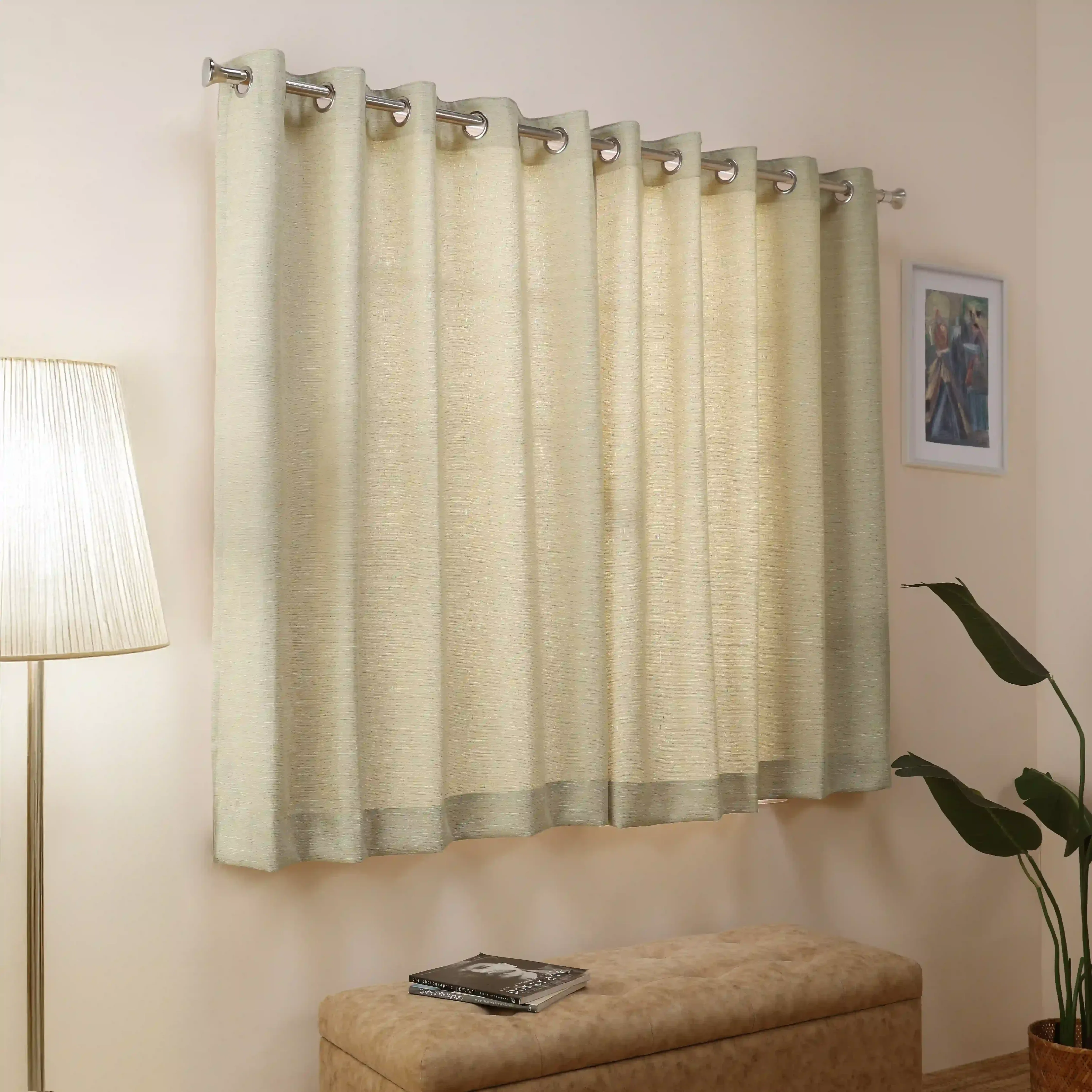 Paleto Set Of 2 Solid Readymade Curtains | Rain & Mist