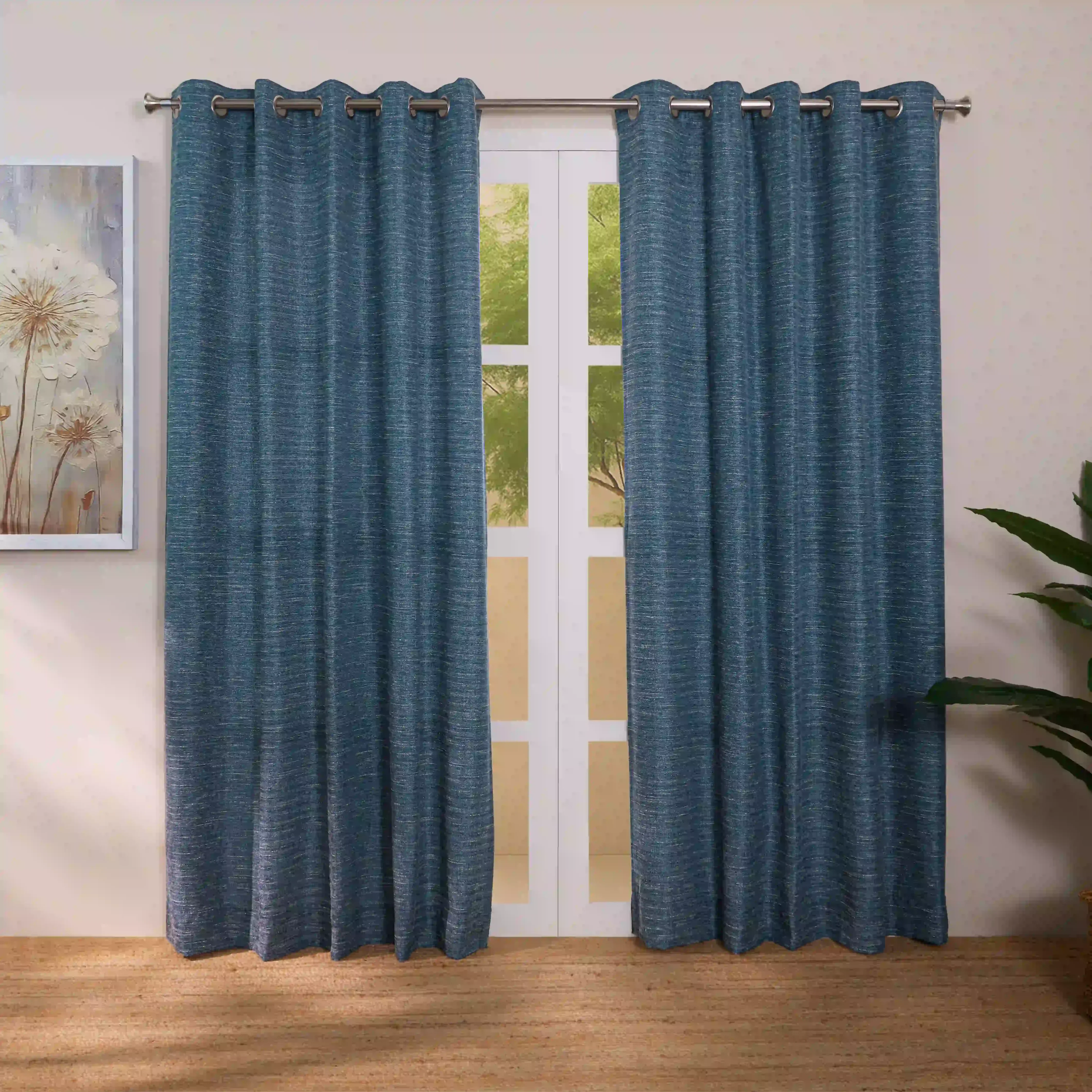 Paleto Set Of 2 Solid Readymade Curtains | Rain & Mist - Image 17