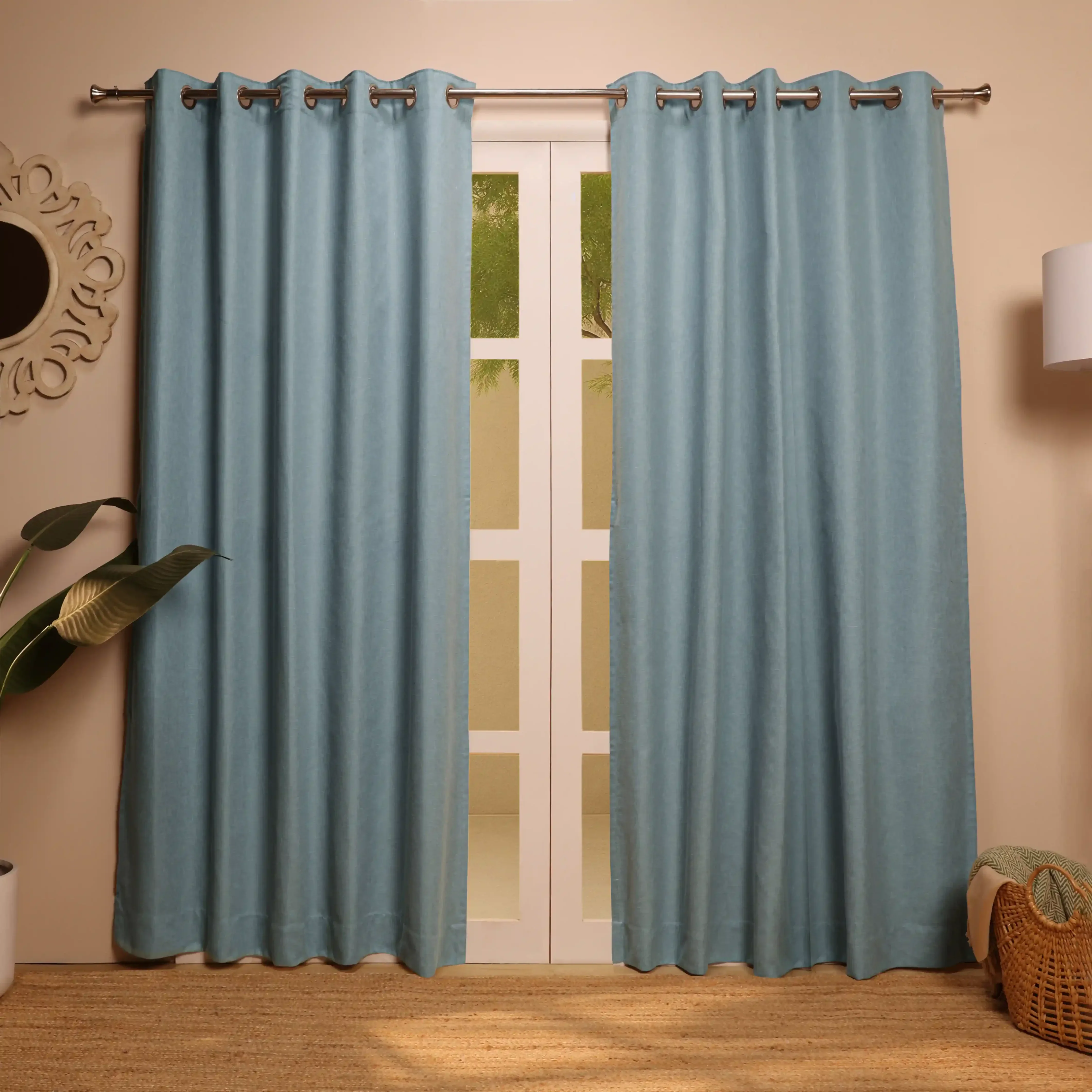 Paleto Set Of 2 Solid Readymade Curtains | Woven Calm - Image 17