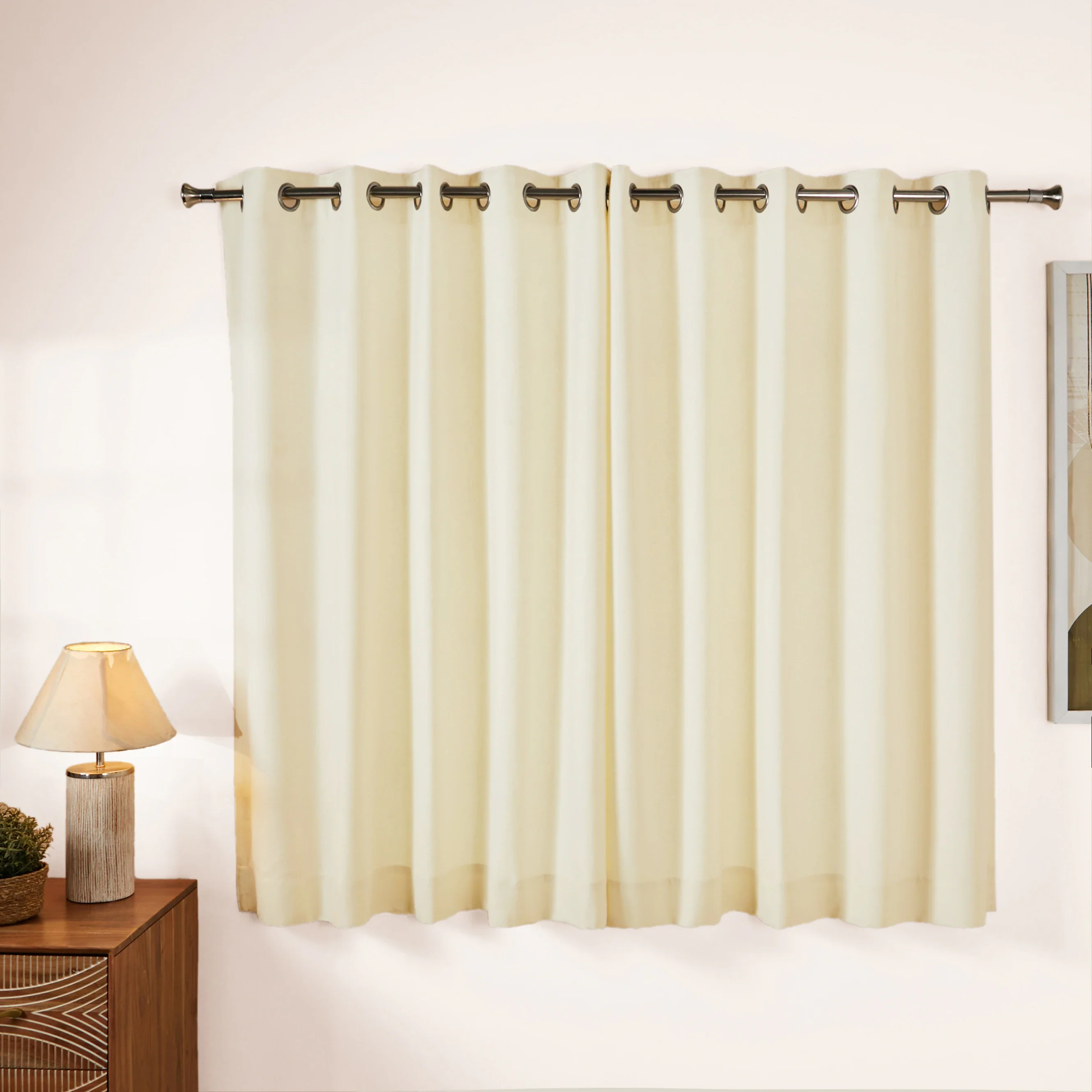 Paleto Set Of 2 Solid Readymade Curtains | Woven Calm - Image 5
