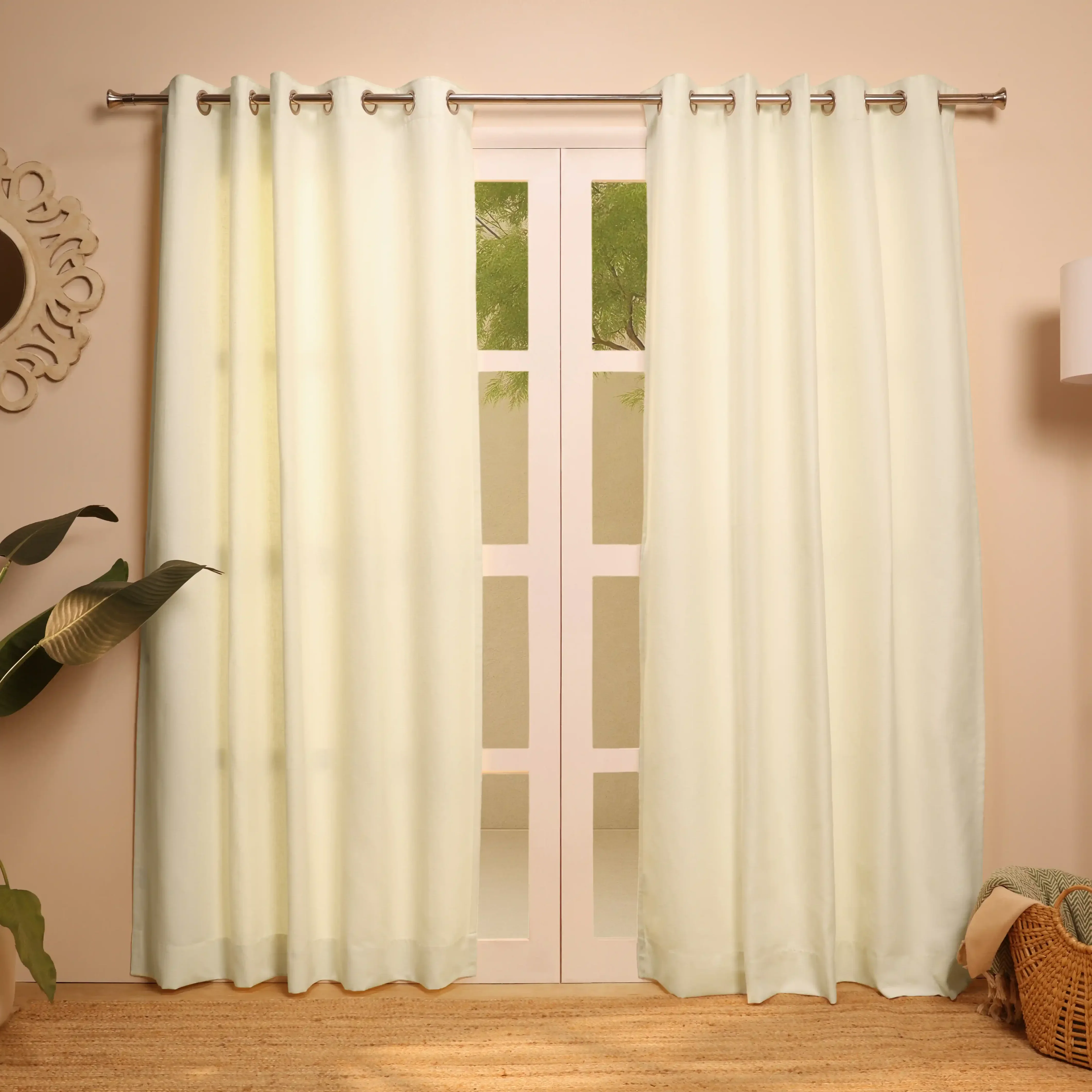 Paleto Set Of 2 Solid Readymade Curtains | Woven Calm - Image 9