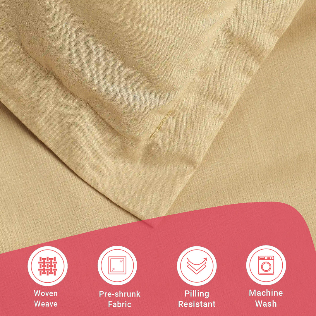 Paleto | Everyday Hues Solid Dyed Cotton Bedsheet Set-Beige - Image 17
