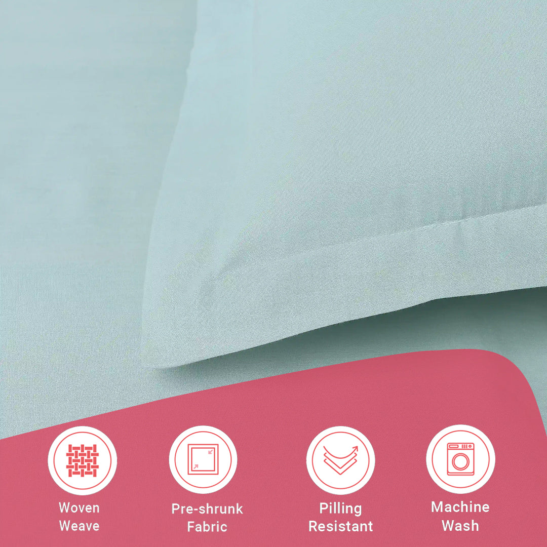 Paleto | Everyday Hues Solid Dyed Cotton Bedsheet Set-Blue Sky - Image 17