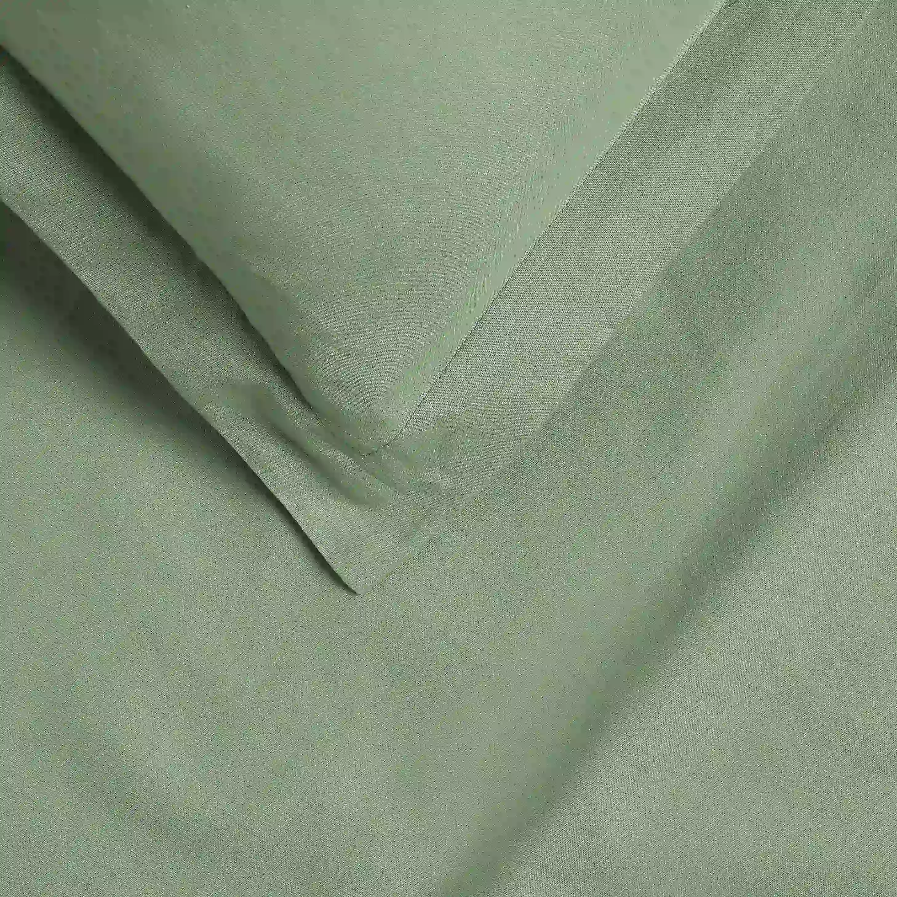 Paleto | Everyday Hues Solid Dyed Cotton Bedsheet Set-Green Sage - Image 5