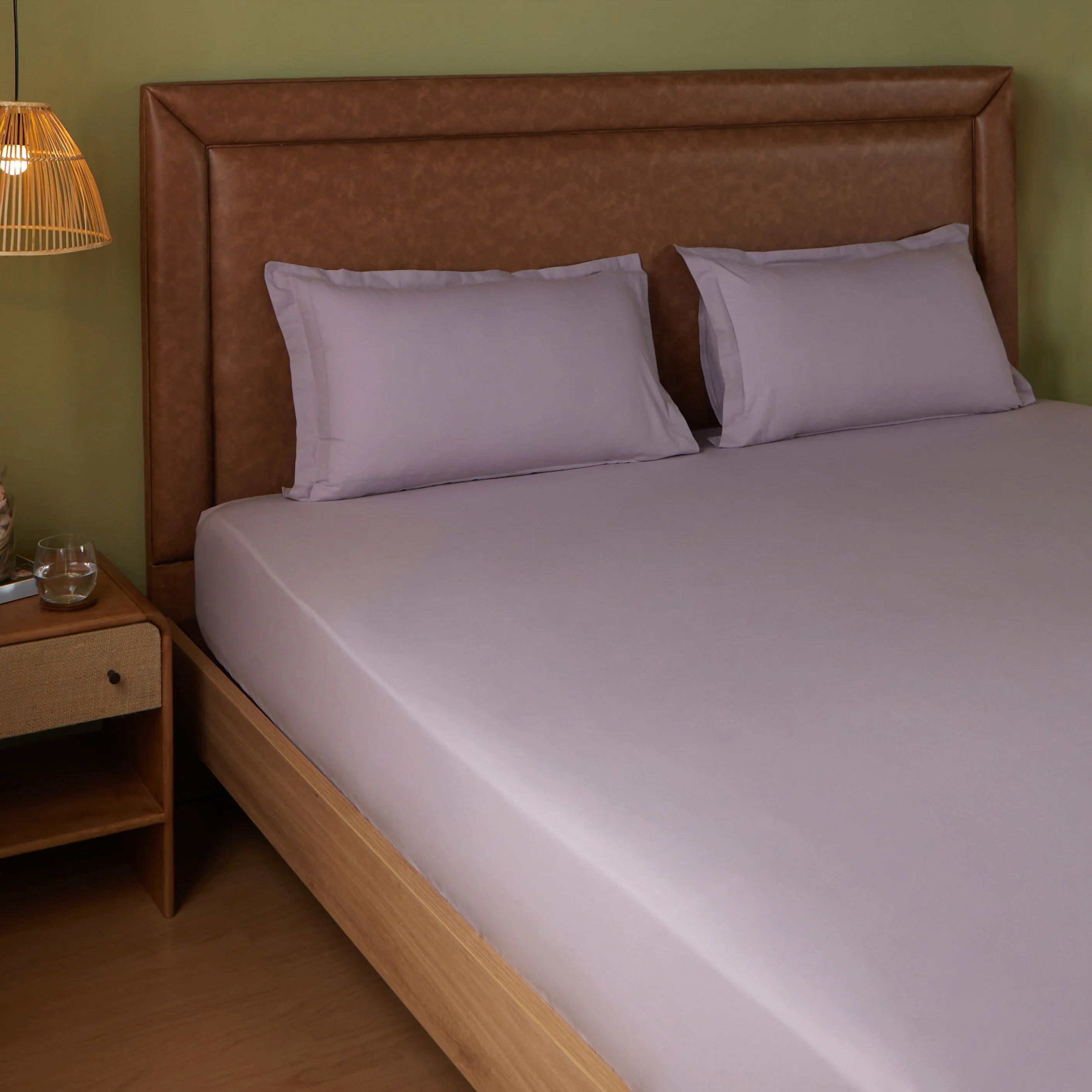 Paleto | Everyday Hues Solid Dyed Cotton Bedsheet Set-Grey Lavender - Image 11
