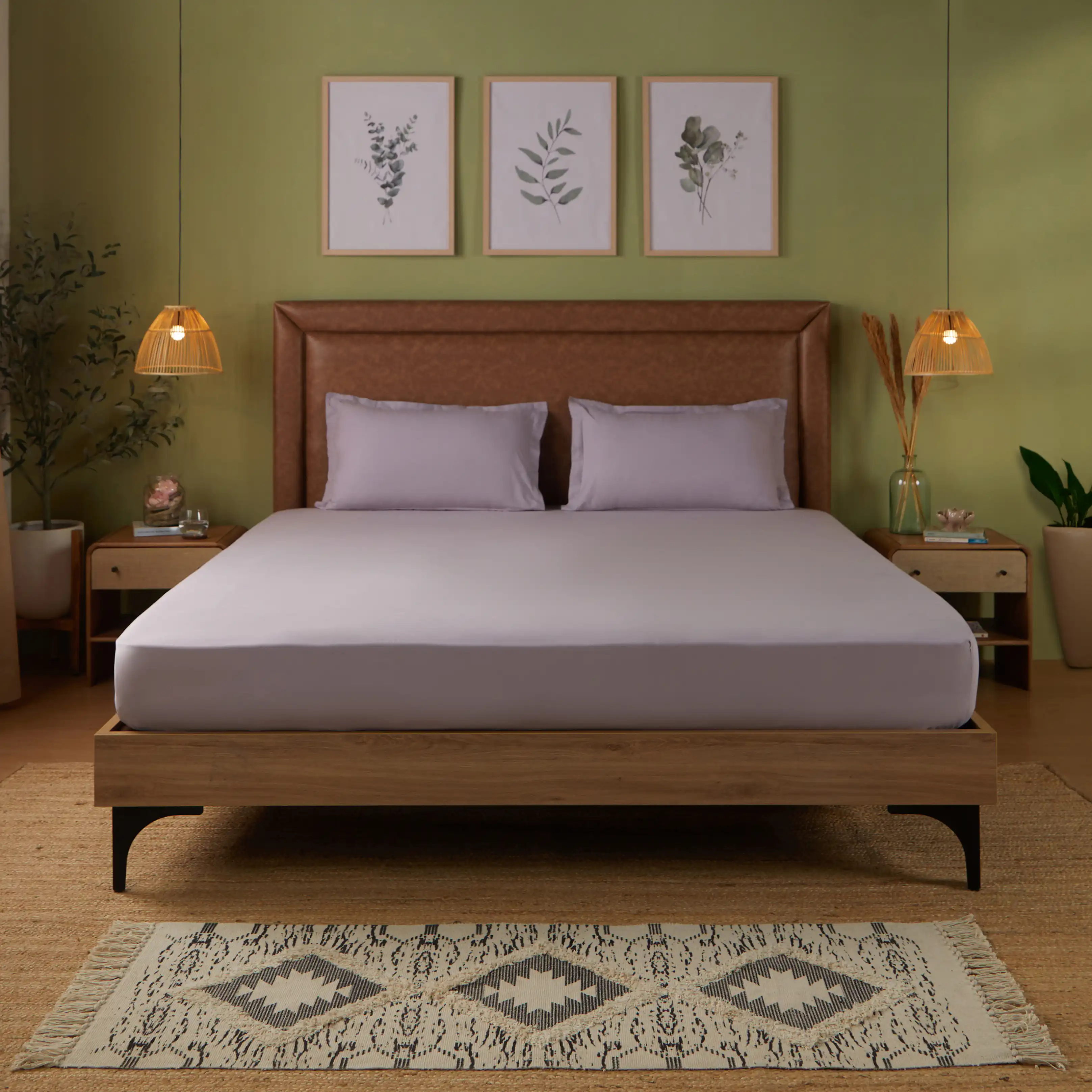 Paleto | Everyday Hues Solid Dyed Cotton Bedsheet Set-Grey Lavender - Image 7