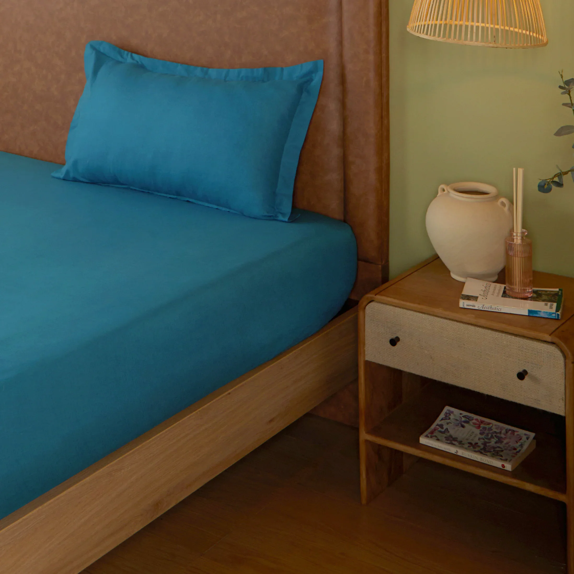 Paleto | Everyday Hues Solid Dyed Cotton Bedsheet Set-Mineral