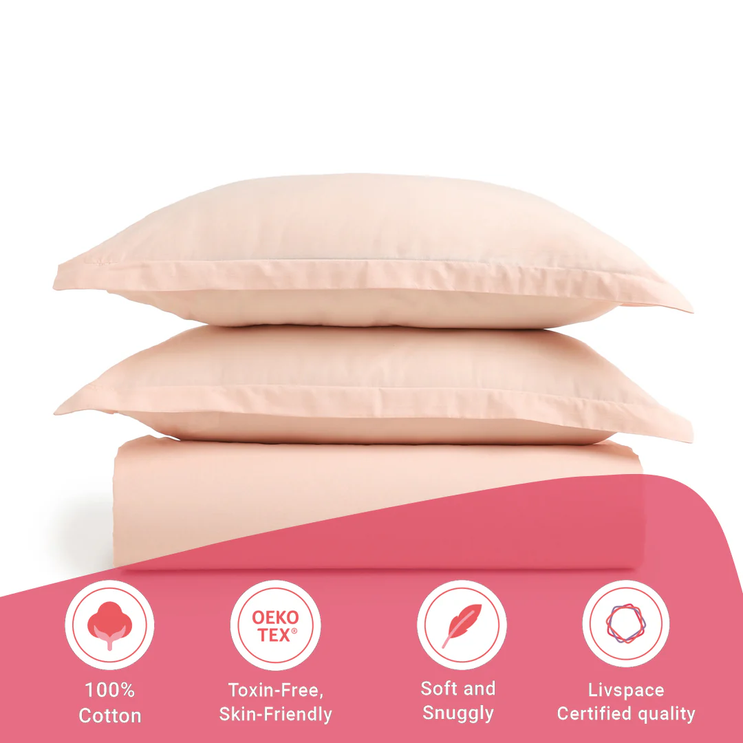 Paleto | Everyday Hues Solid Dyed Cotton Bedsheet Set-Veiled Rose - Image 16