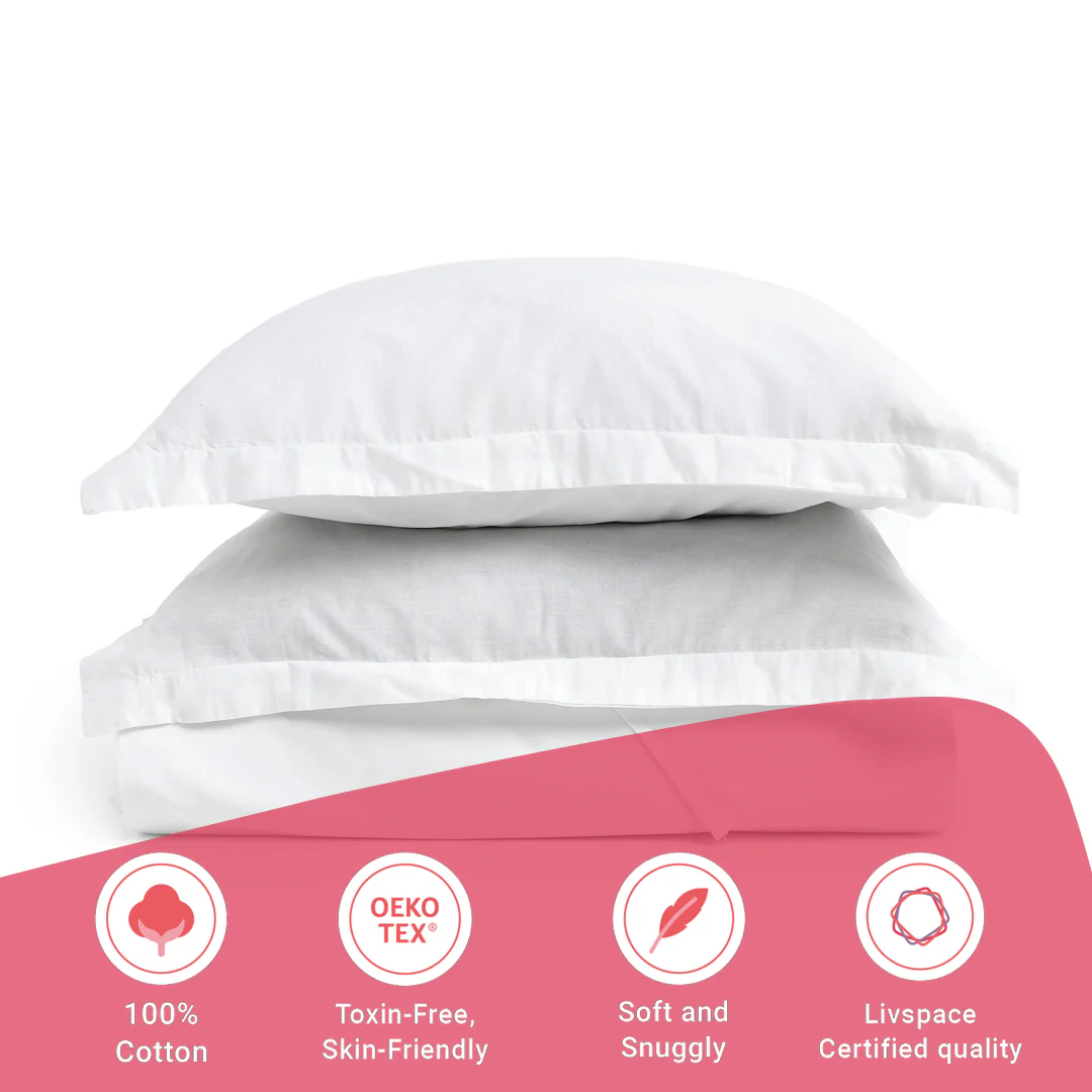 Paleto | Everyday Hues Solid Dyed Cotton Bedsheet Set-White - Image 16