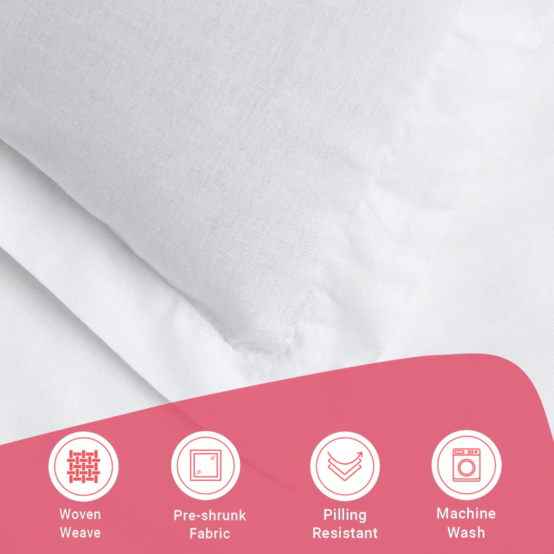 Paleto | Everyday Hues Solid Dyed Cotton Bedsheet Set-White - Image 17
