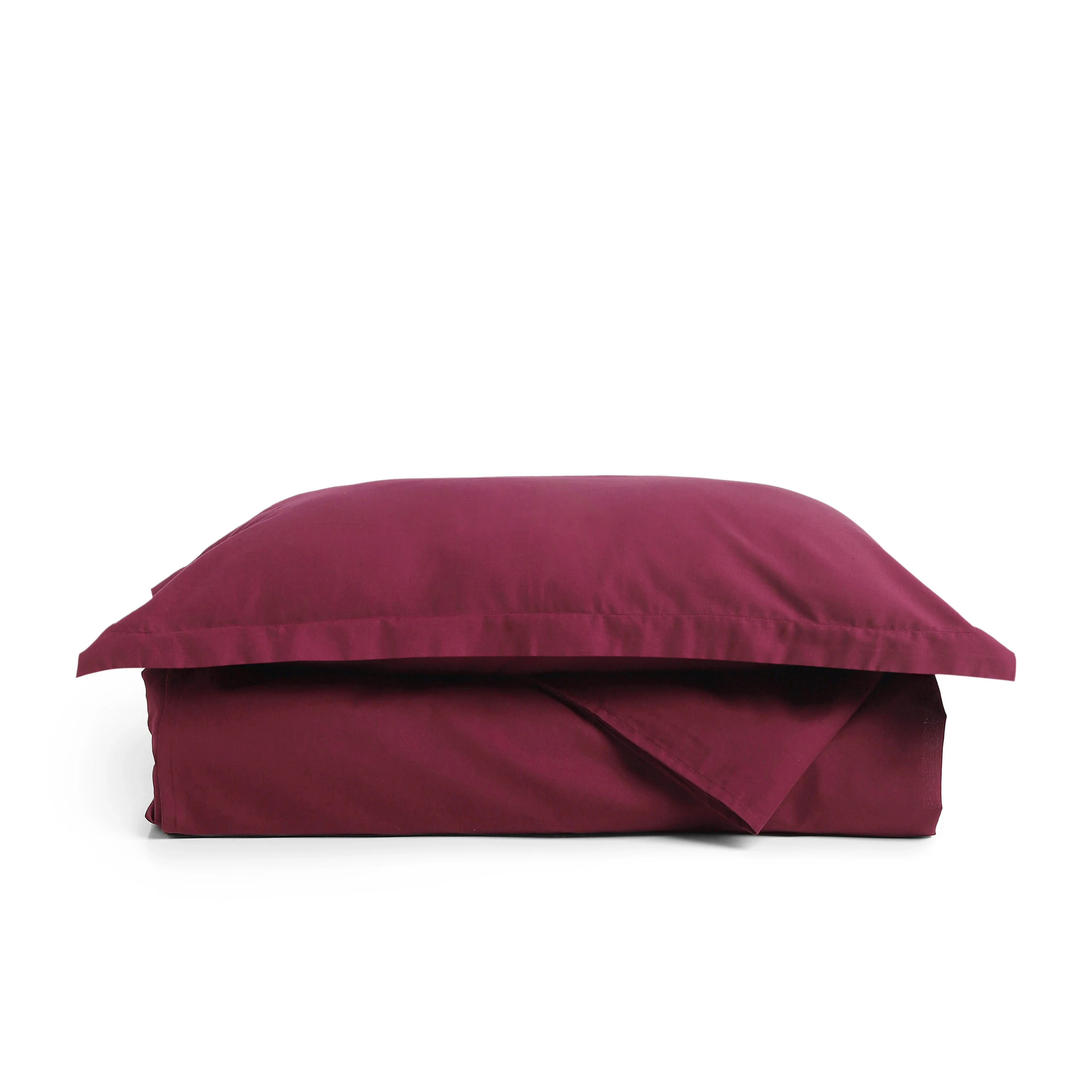 Paleto | Everyday Hues Solid Dyed Cotton Bedsheet Set-Windsor Wine - Image 4